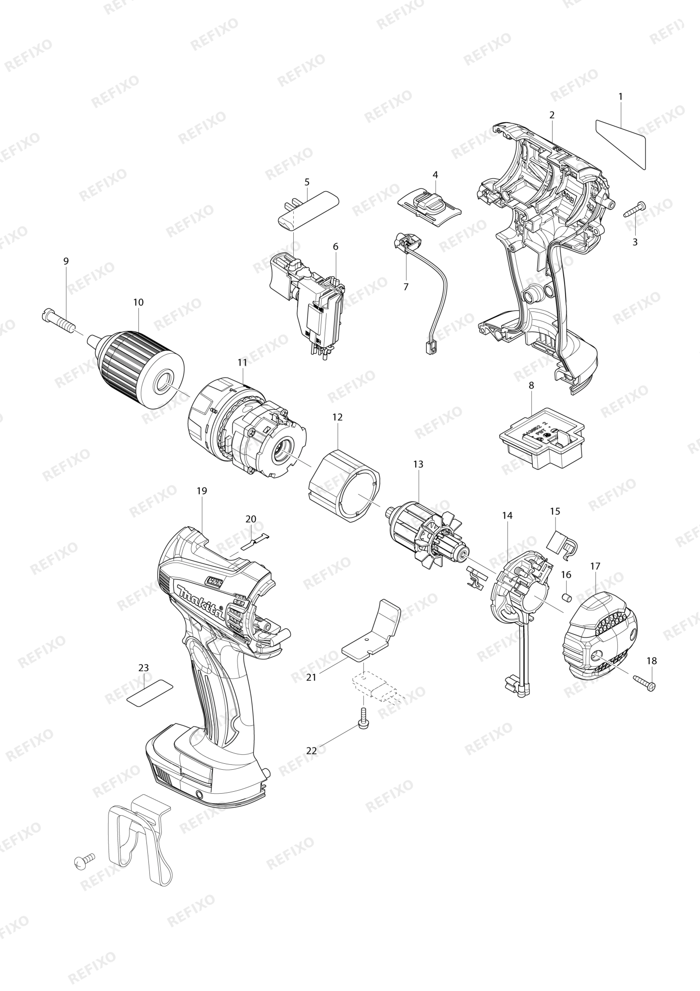 MAKITA DDF456 — схема запчастей