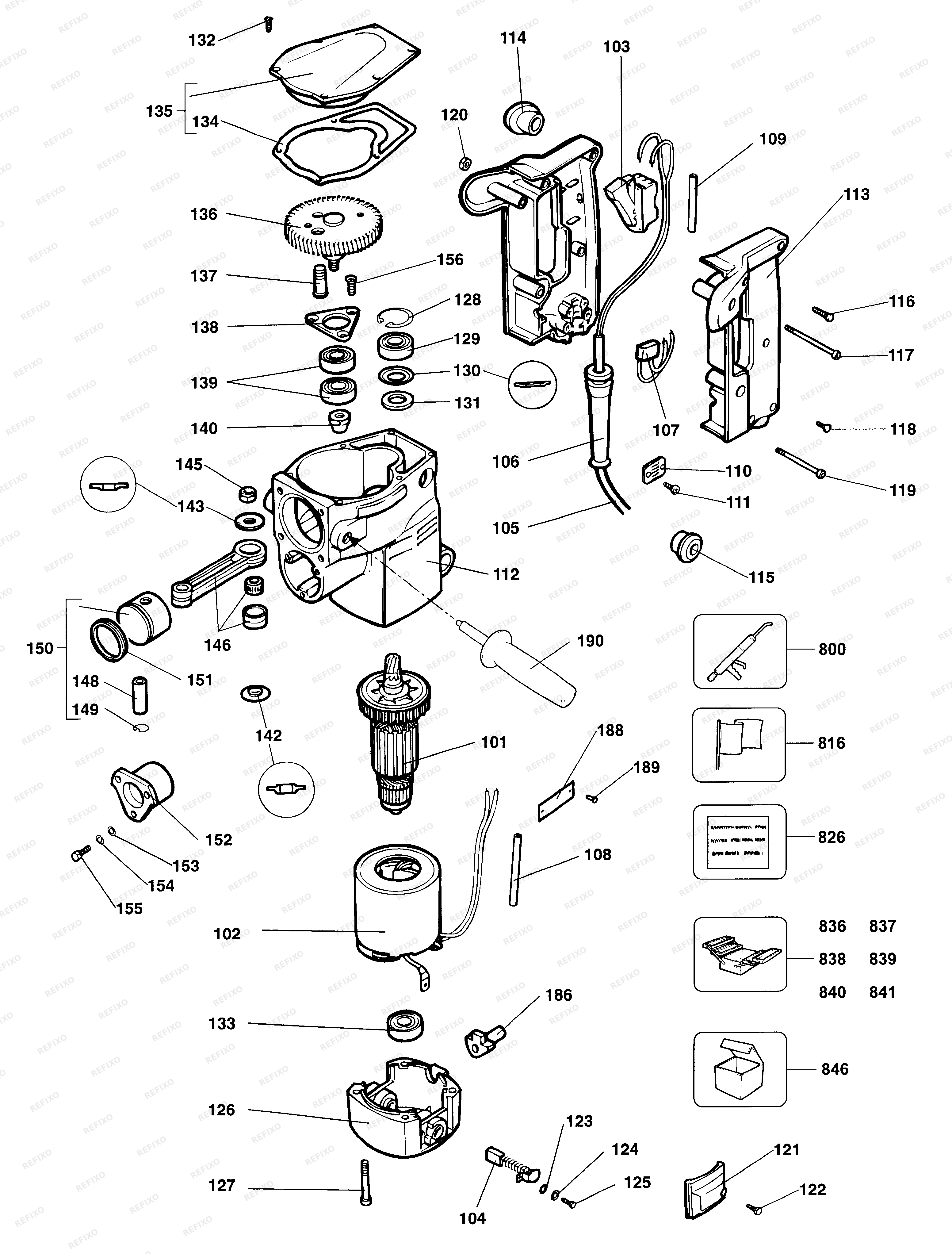 DeWalt БЕТОНОЛОМ SH60K — схема запчастей
