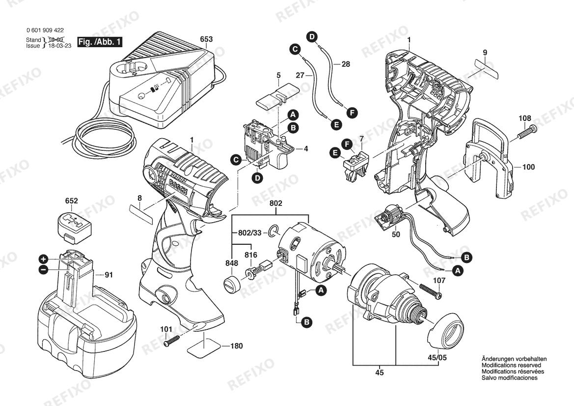 Bosch Schlagschrauber 23614 | 14.4 V | 061 - US (0 601 909 422) — схема запчастей