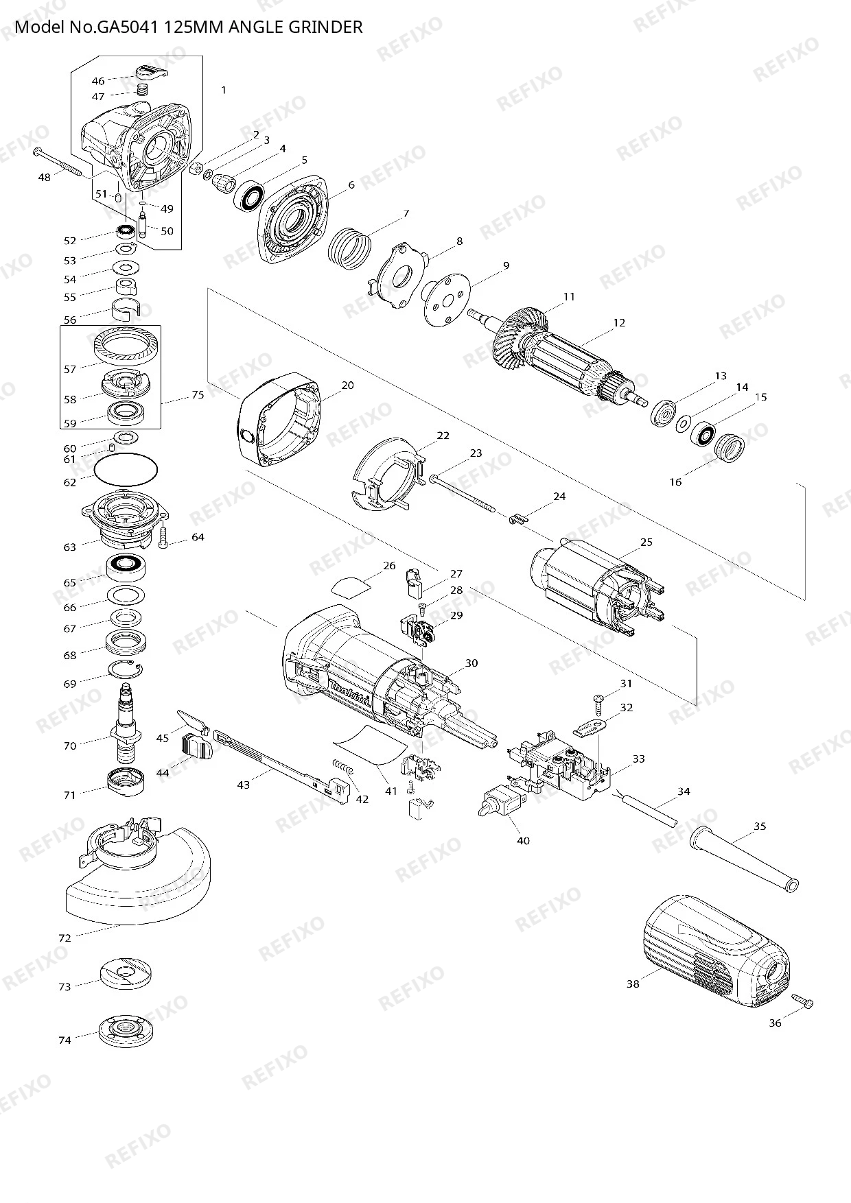 MAKITA GA5041 — схема запчастей