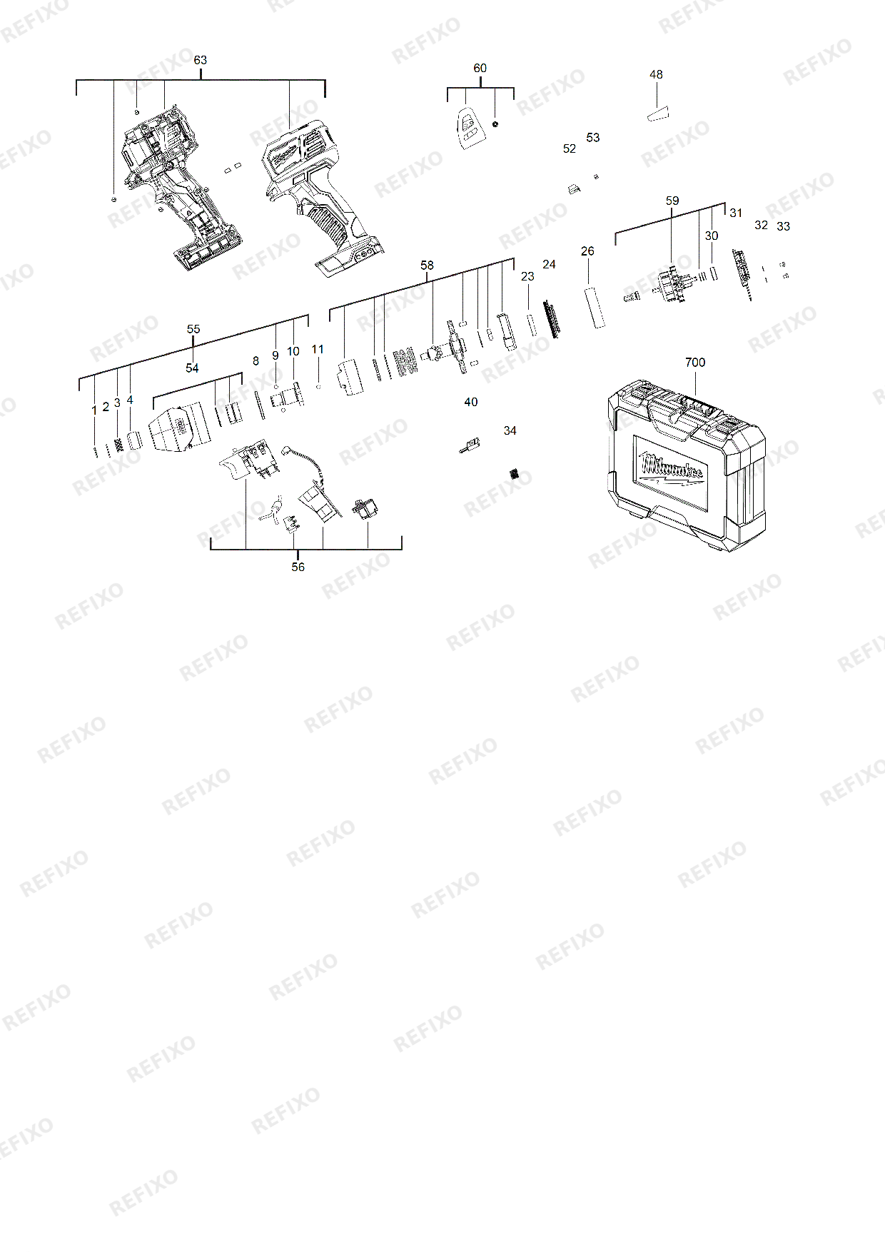 MILWAUKEE M18BID 0 4933443570 4000460932 — схема запчастей
