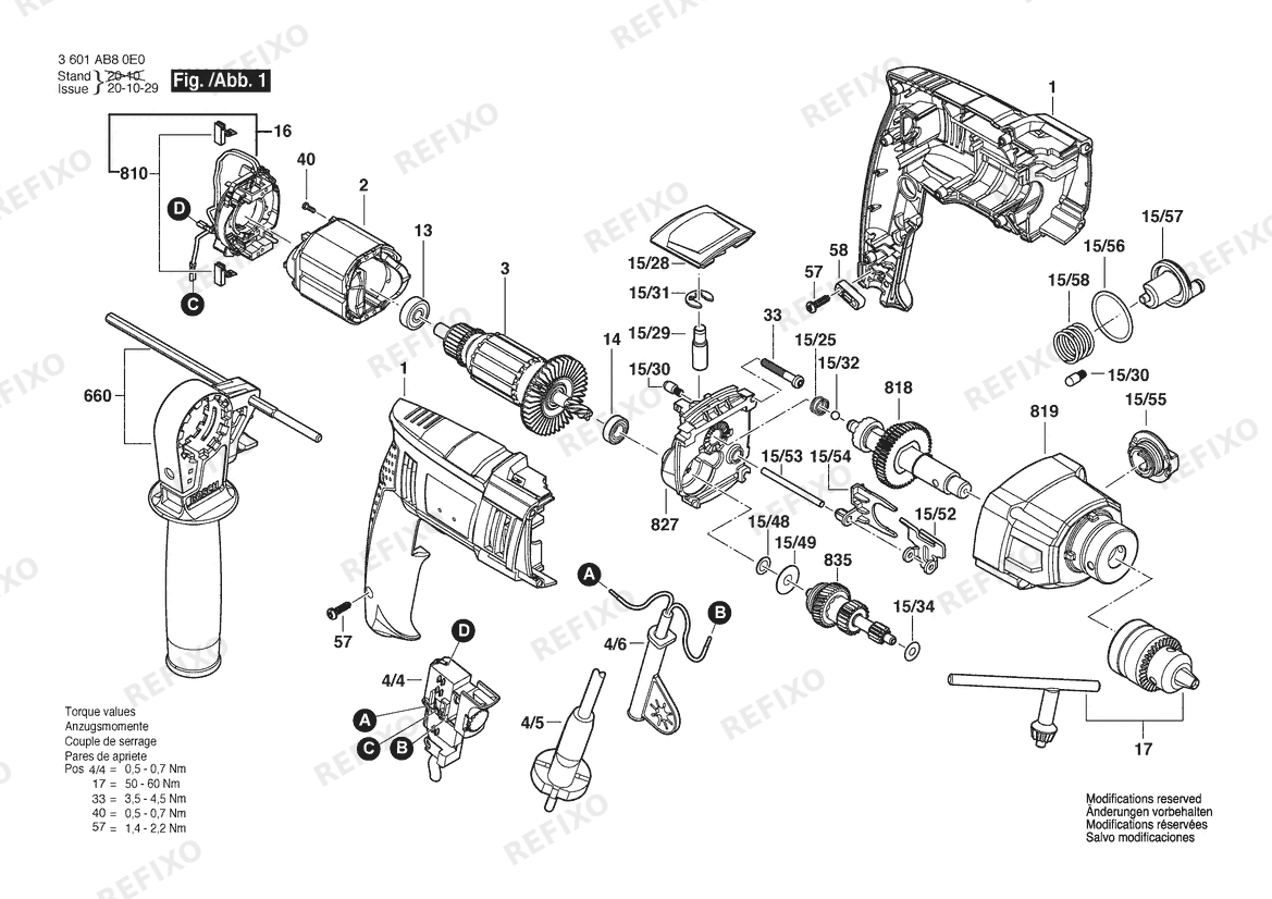 Bosch Дрель GBM 16-2 RE BT | 220 V | 044 - LAM (3 601 AB8 0E0) — схема запчастей