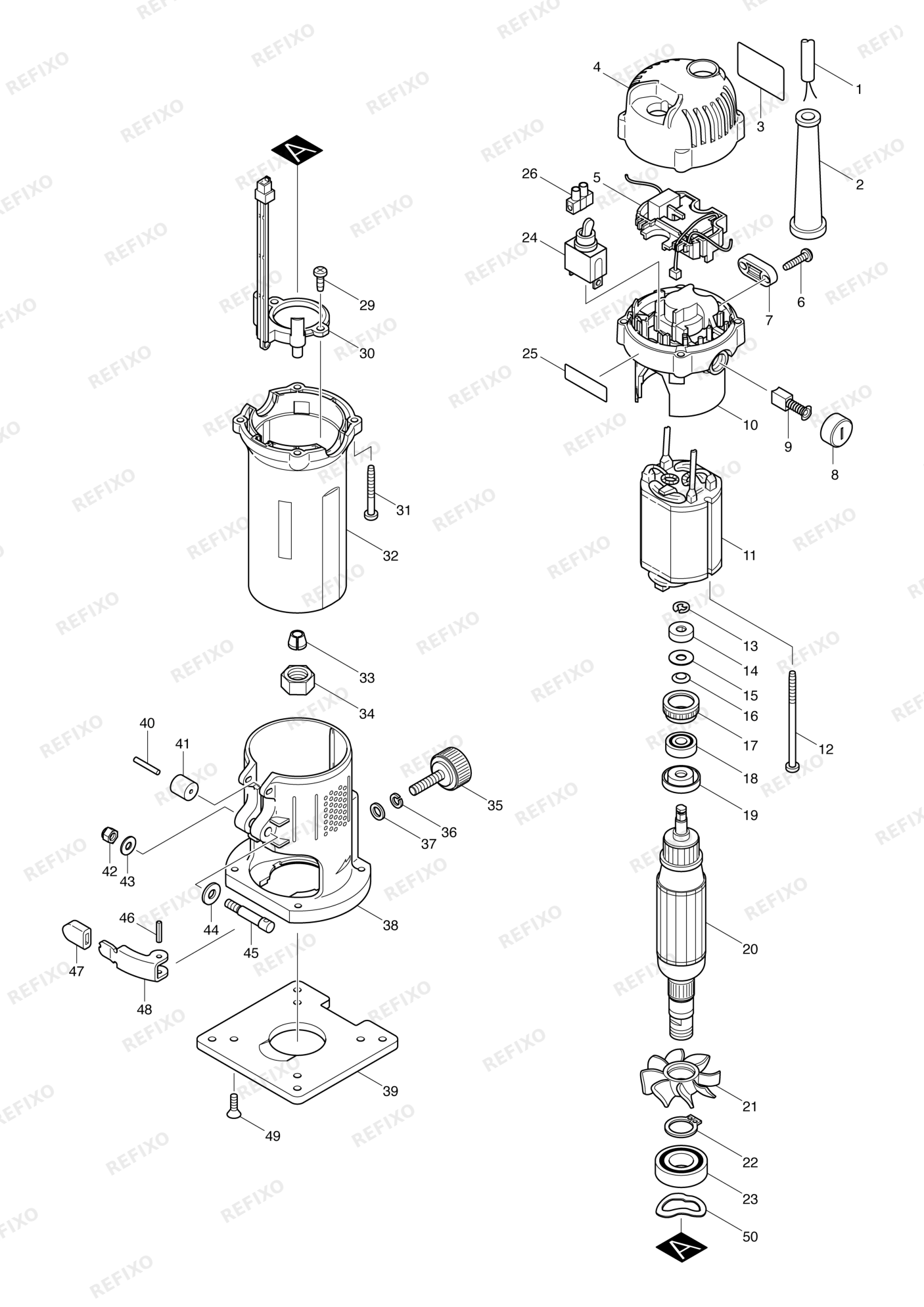 MAKITA 3707FC — схема запчастей