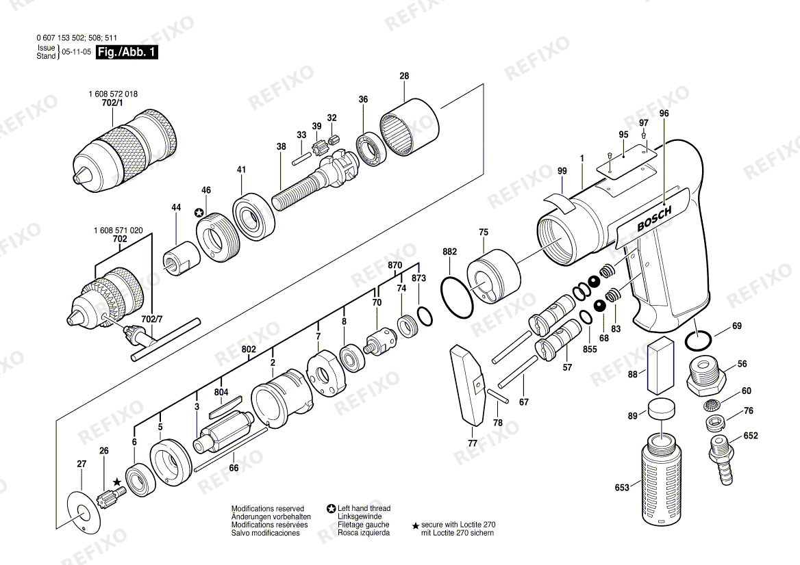 Bosch Pw- дрель -Ind 180 WATT-SERIE (0 607 153 508) — схема запчастей