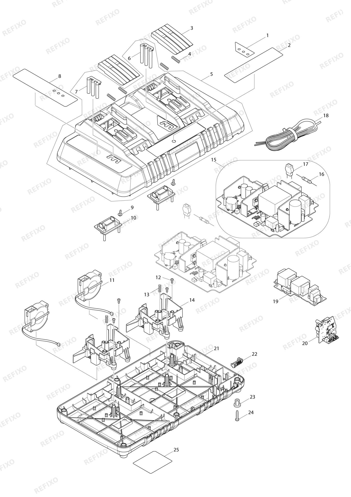 MAKITA DC18RD — схема запчастей