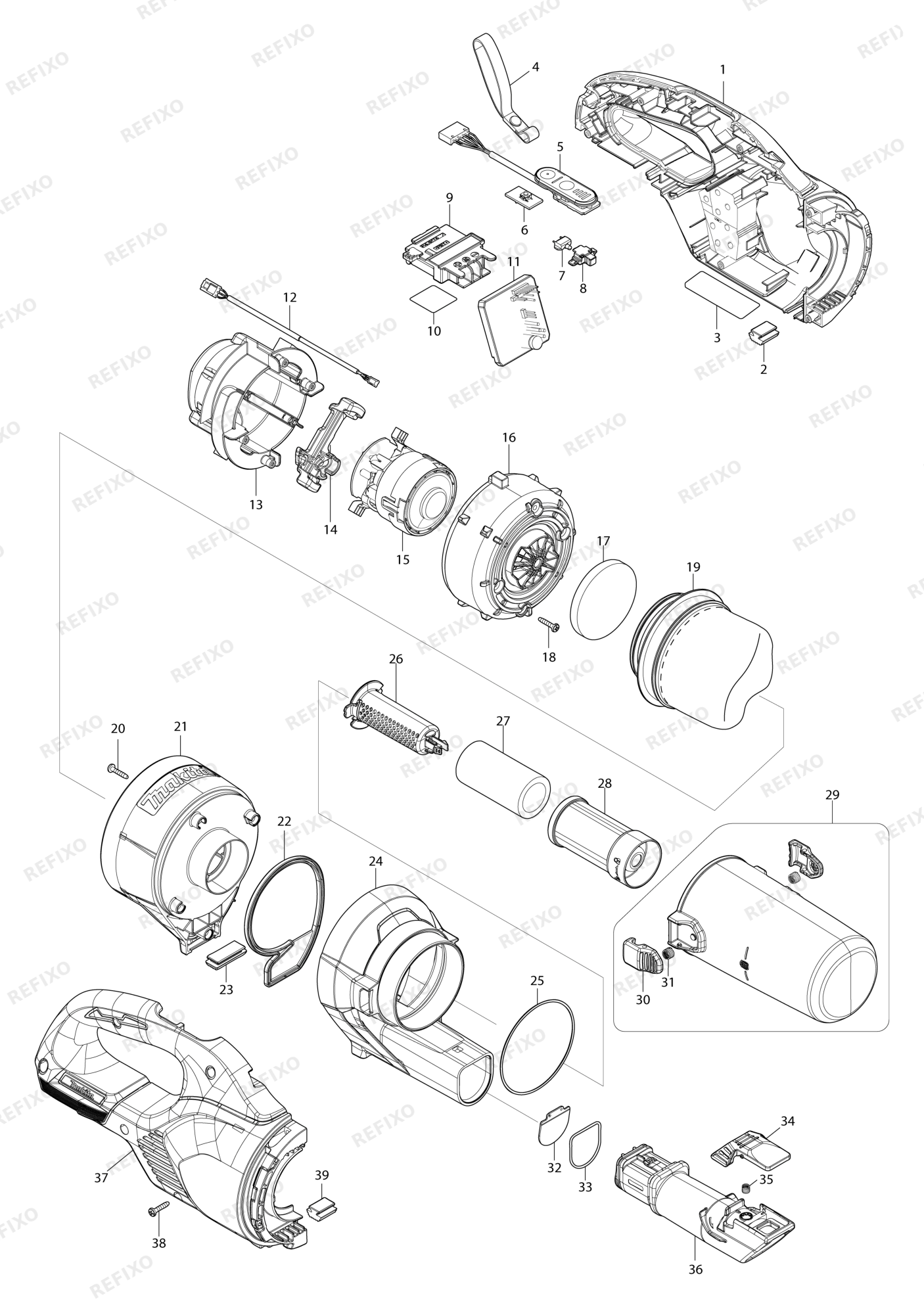 MAKITA DCL286F — схема запчастей