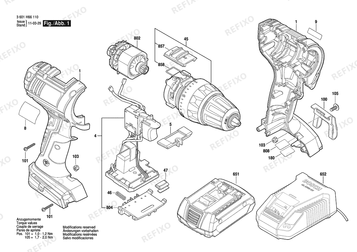 Bosch Аккумуляторный шуруповёрт DDS181 | 18 V | 061 - US (3 601 H66 111) — схема запчастей