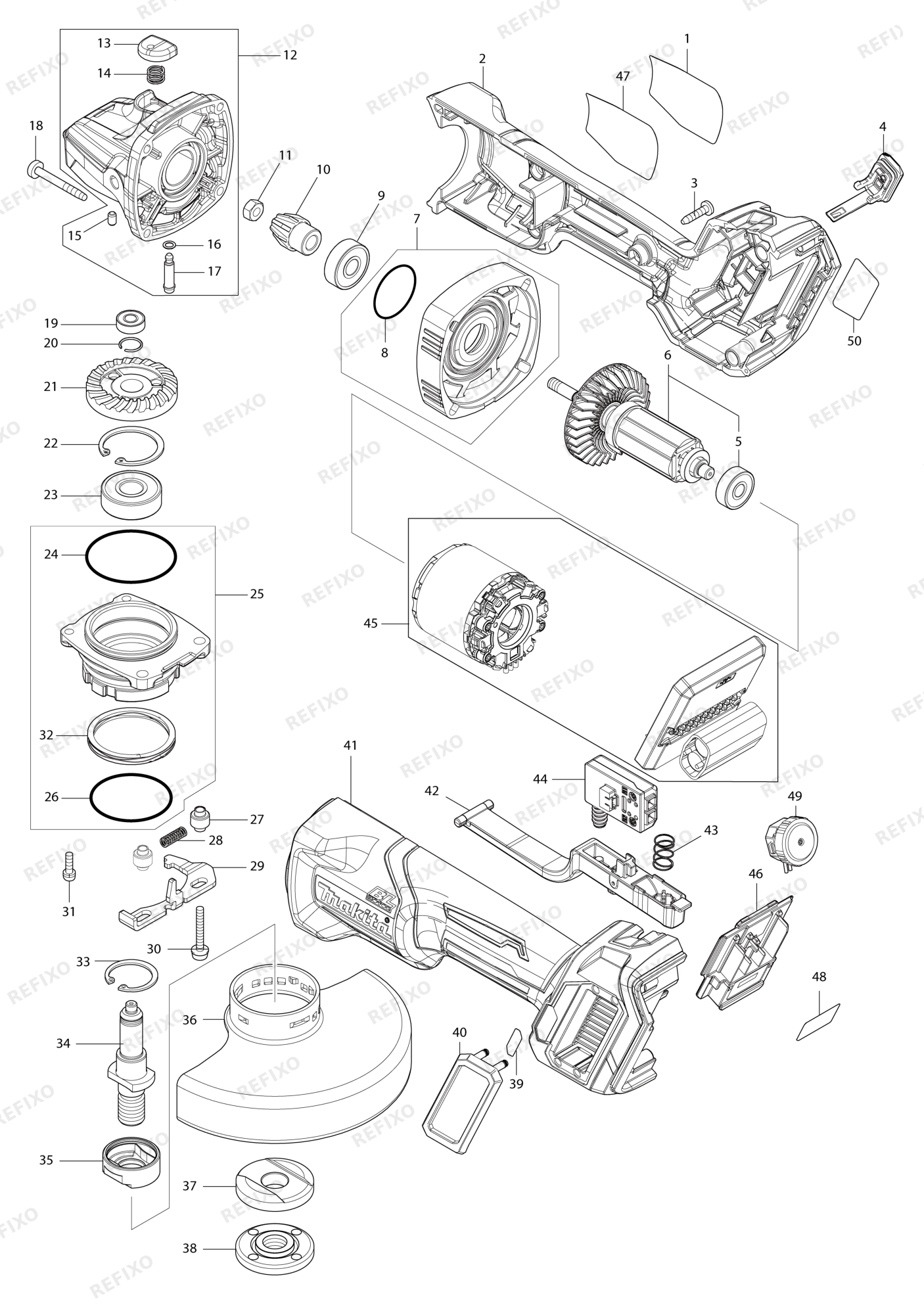MAKITA GA029G — схема запчастей