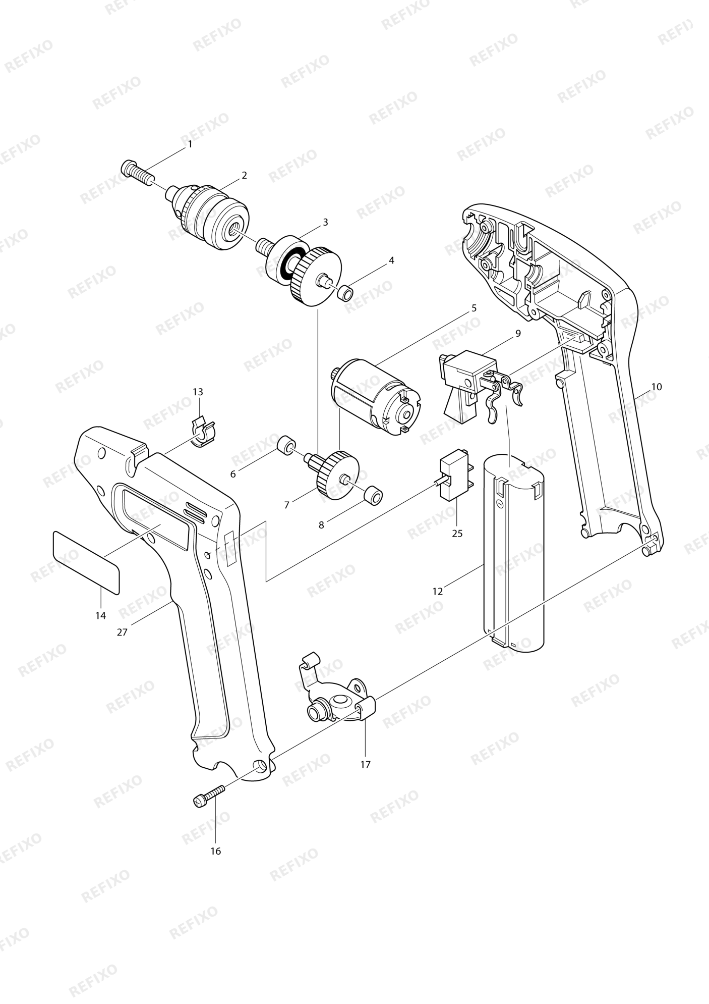 MAKITA 6010D — схема запчастей