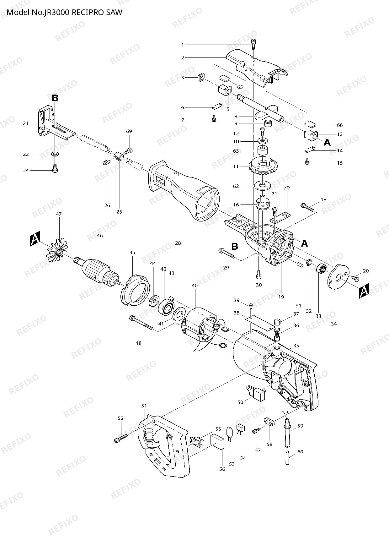 MAKITA JR3000 — схема запчастей