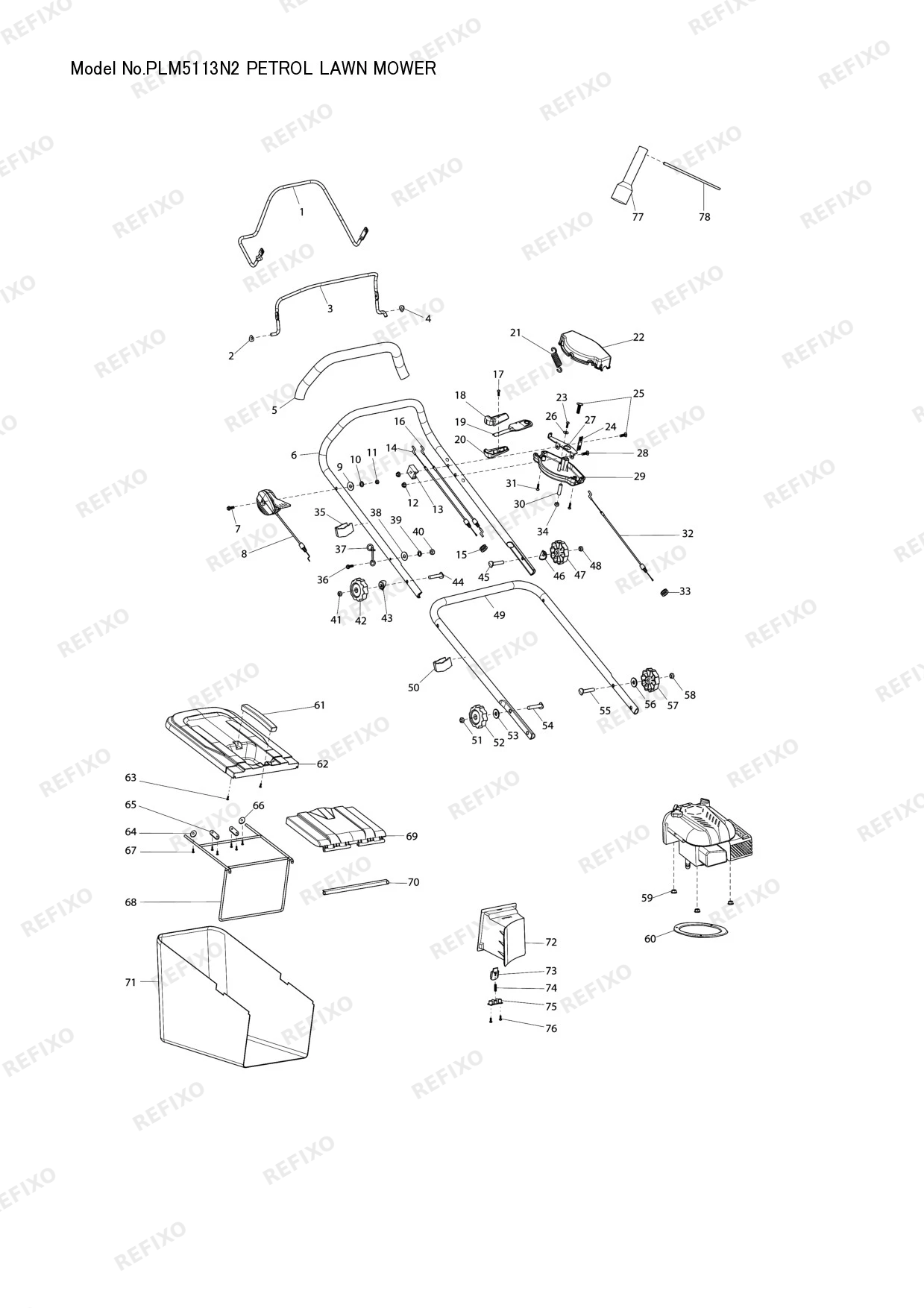 MAKITA PLM5113N2 — схема запчастей