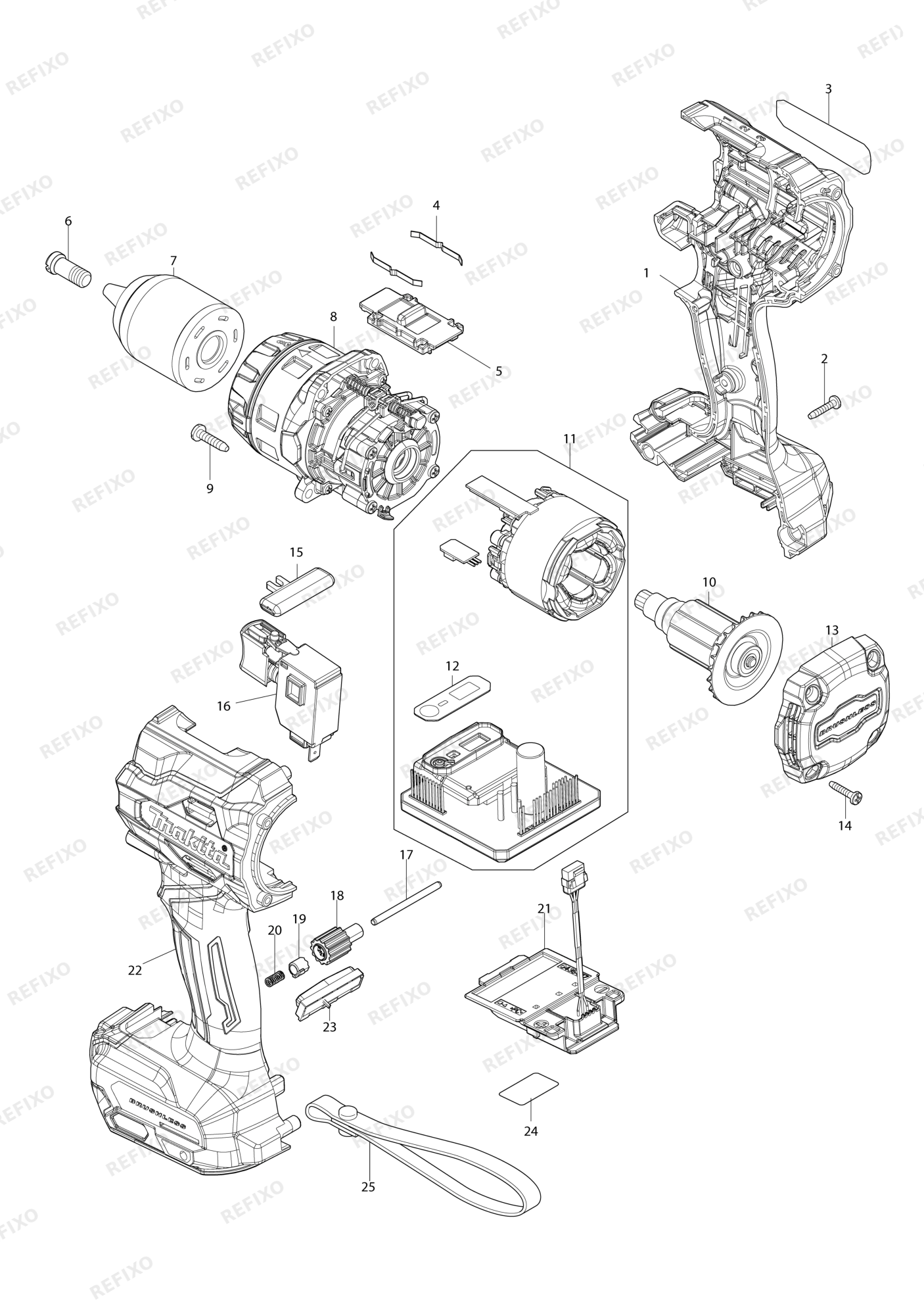 MAKITA DF003G — схема запчастей