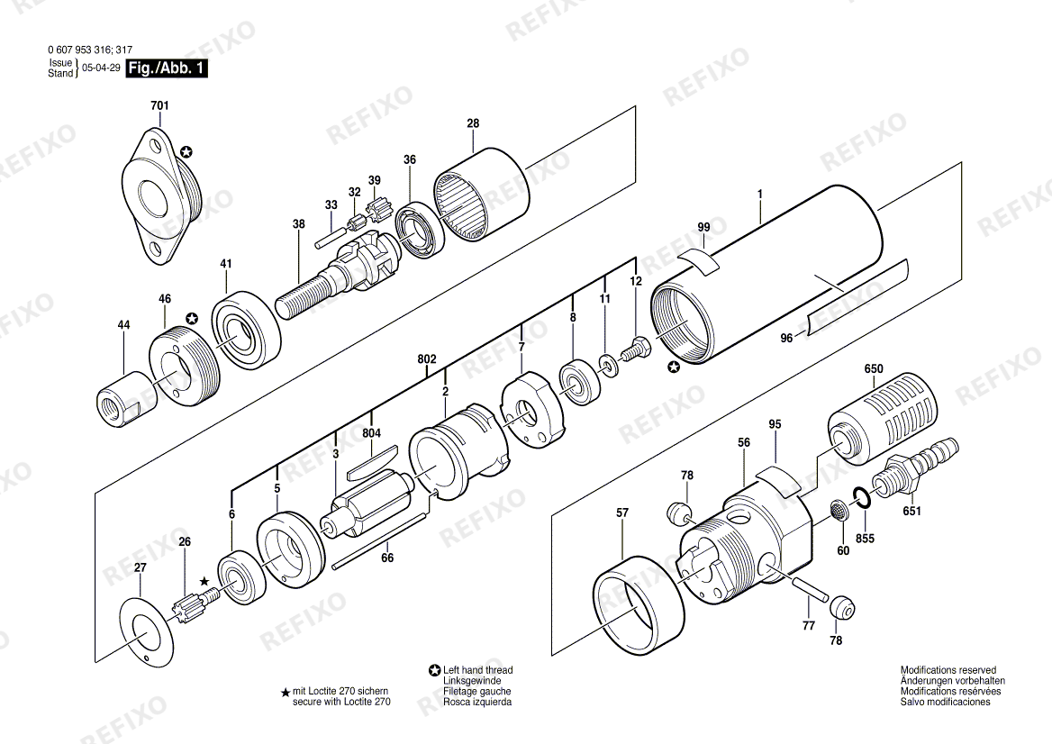 Bosch Einbaumotor 180 WATT-SERIE (0 607 953 316) — схема запчастей