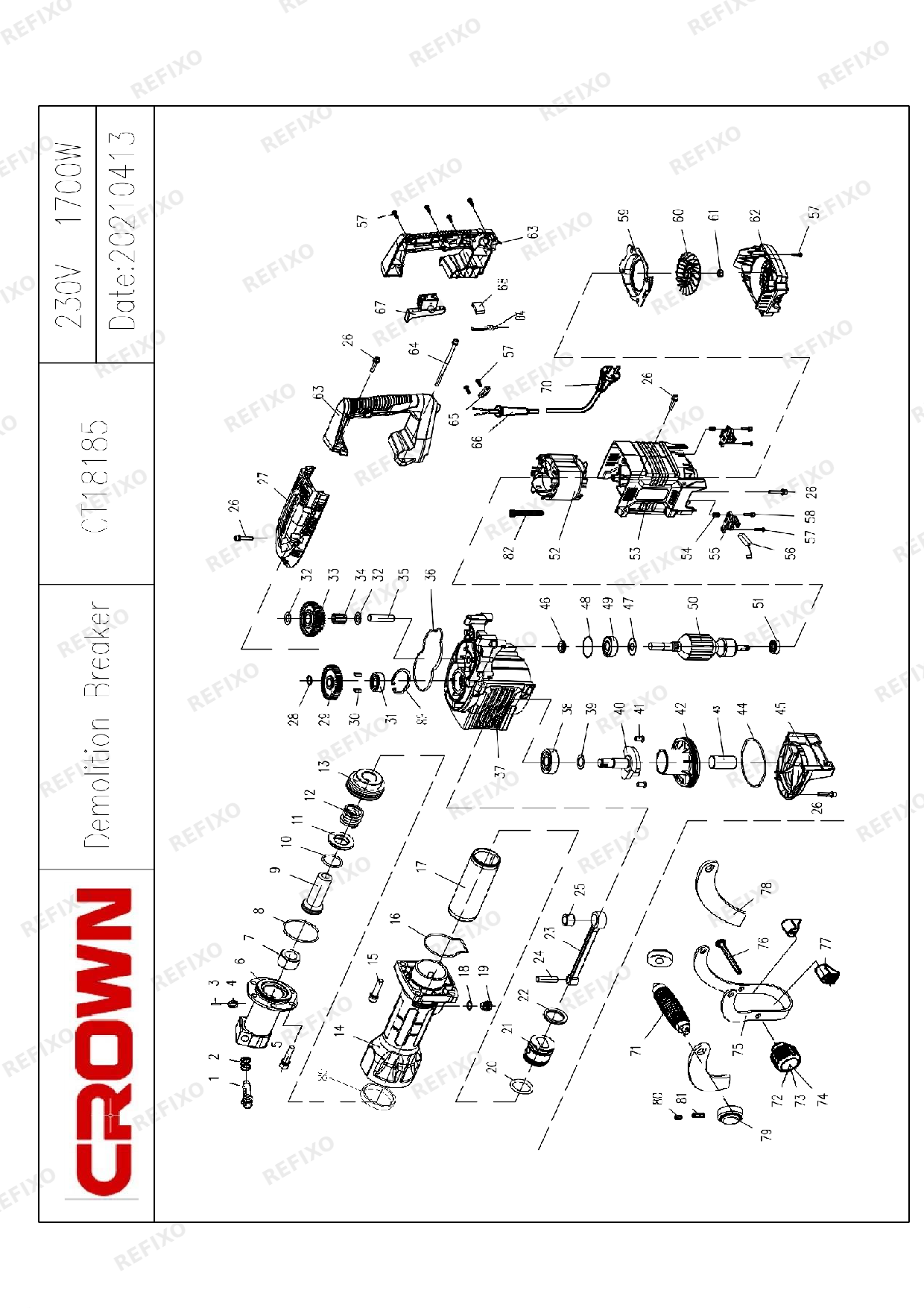 CROWN CT18185 (с с_н 220.. .) — схема запчастей