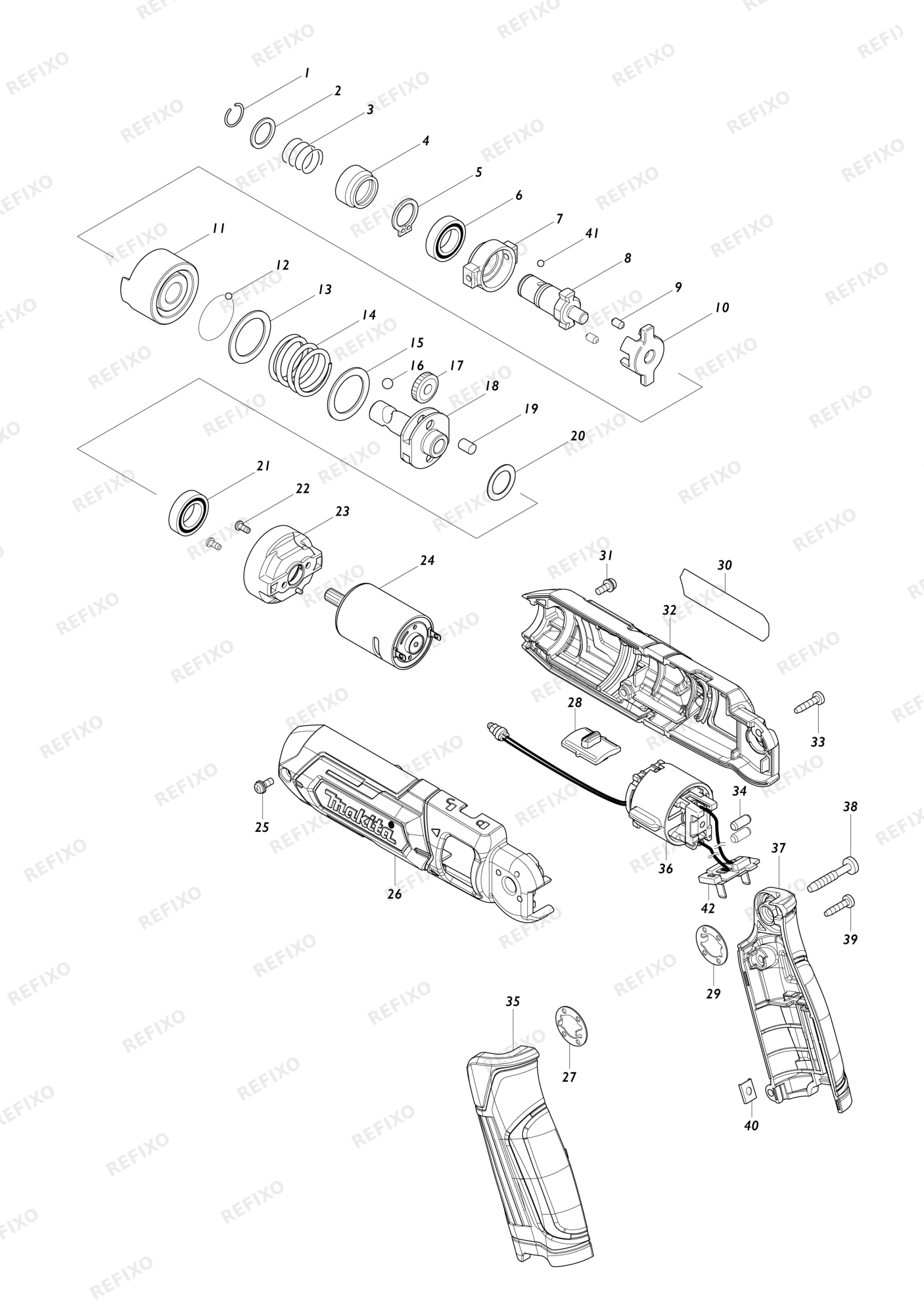 MAKITA TD022D — схема запчастей