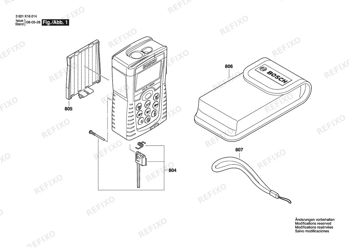 Bosch Entfernungsmesser DLR165K | 061 - US (3 601 K16 014) — схема запчастей