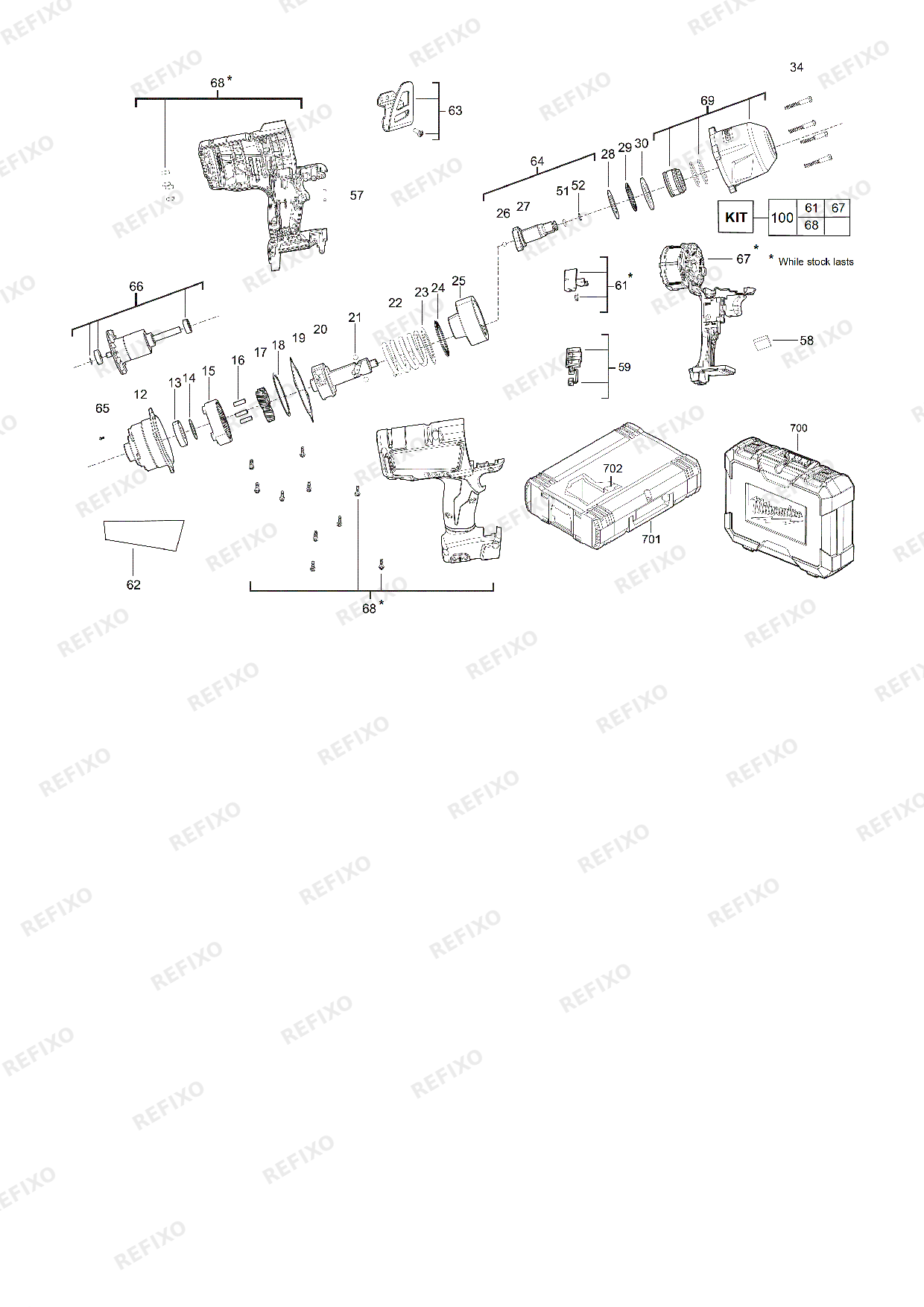 MILWAUKEE M18CHIWF12 0 4933446237 4000446238 — схема запчастей