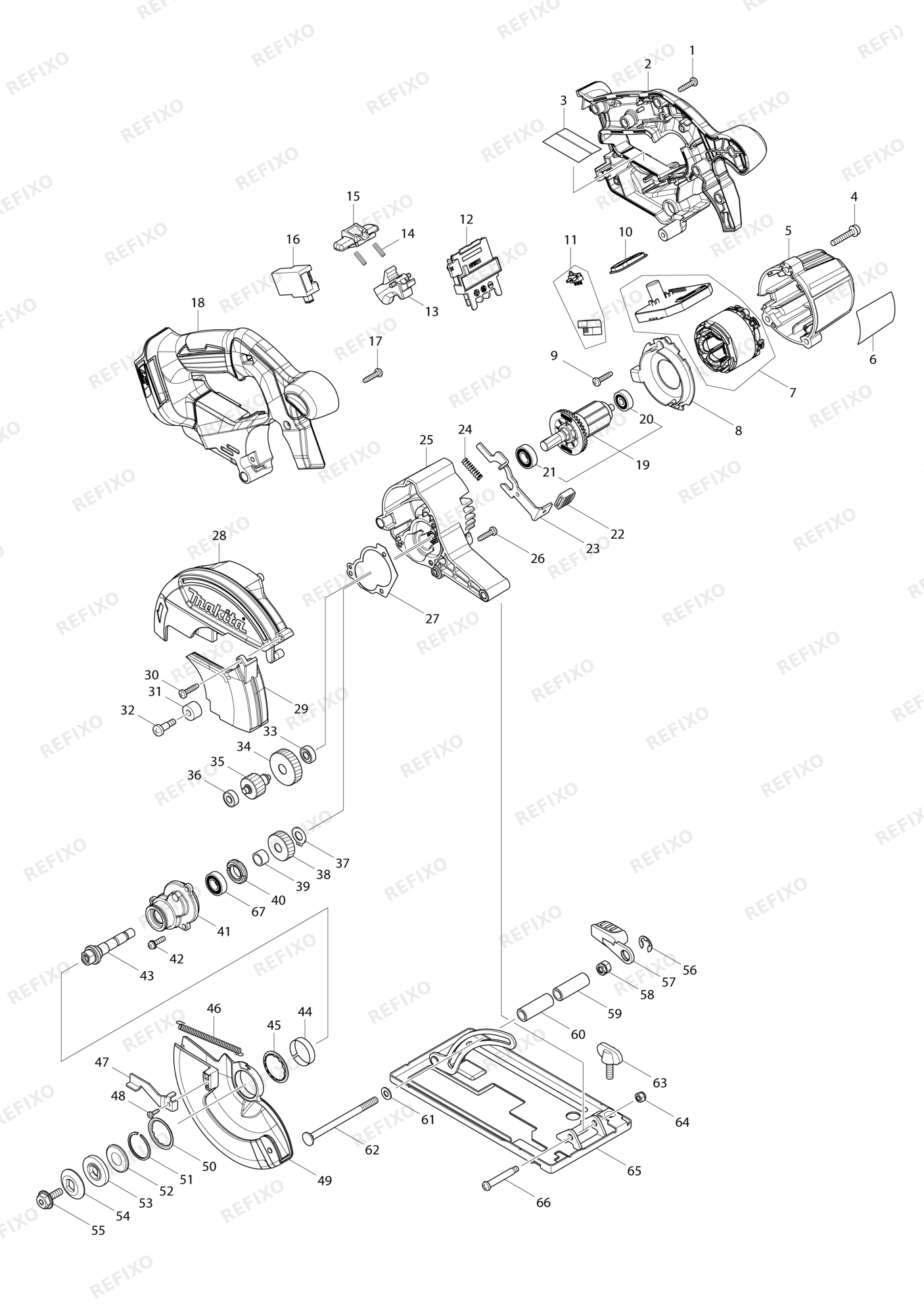 MAKITA DCS551 — схема запчастей