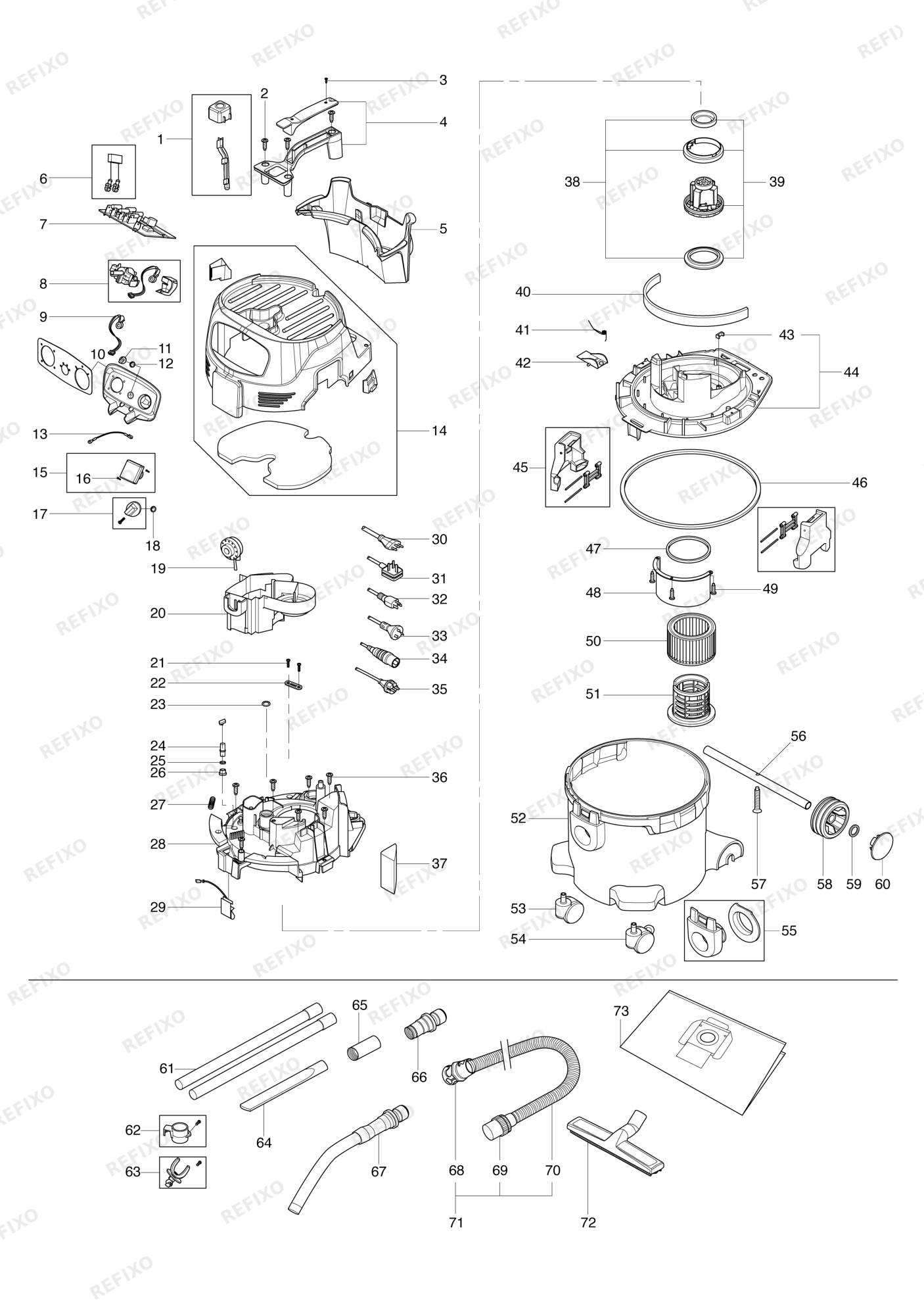 MAKITA VC3012M — схема запчастей
