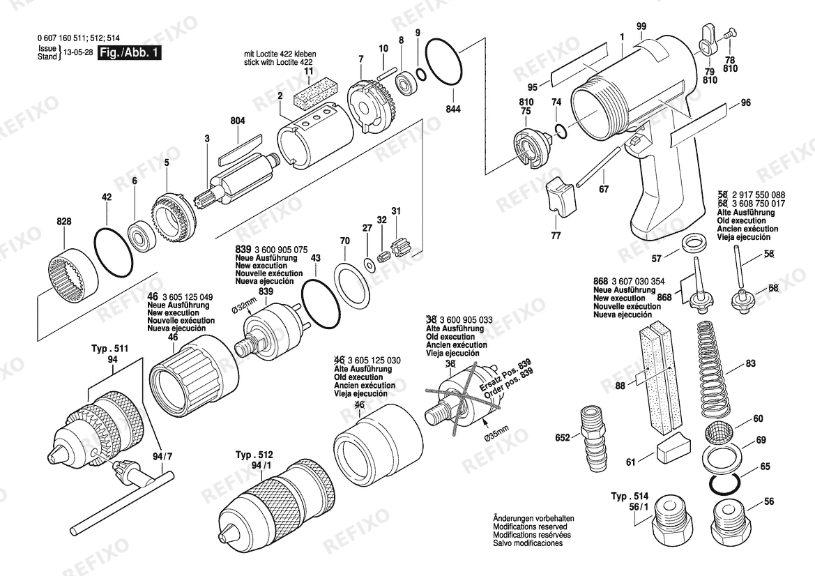 Bosch Pw- дрель -Ind 320W drill (0 607 160 514) — схема запчастей