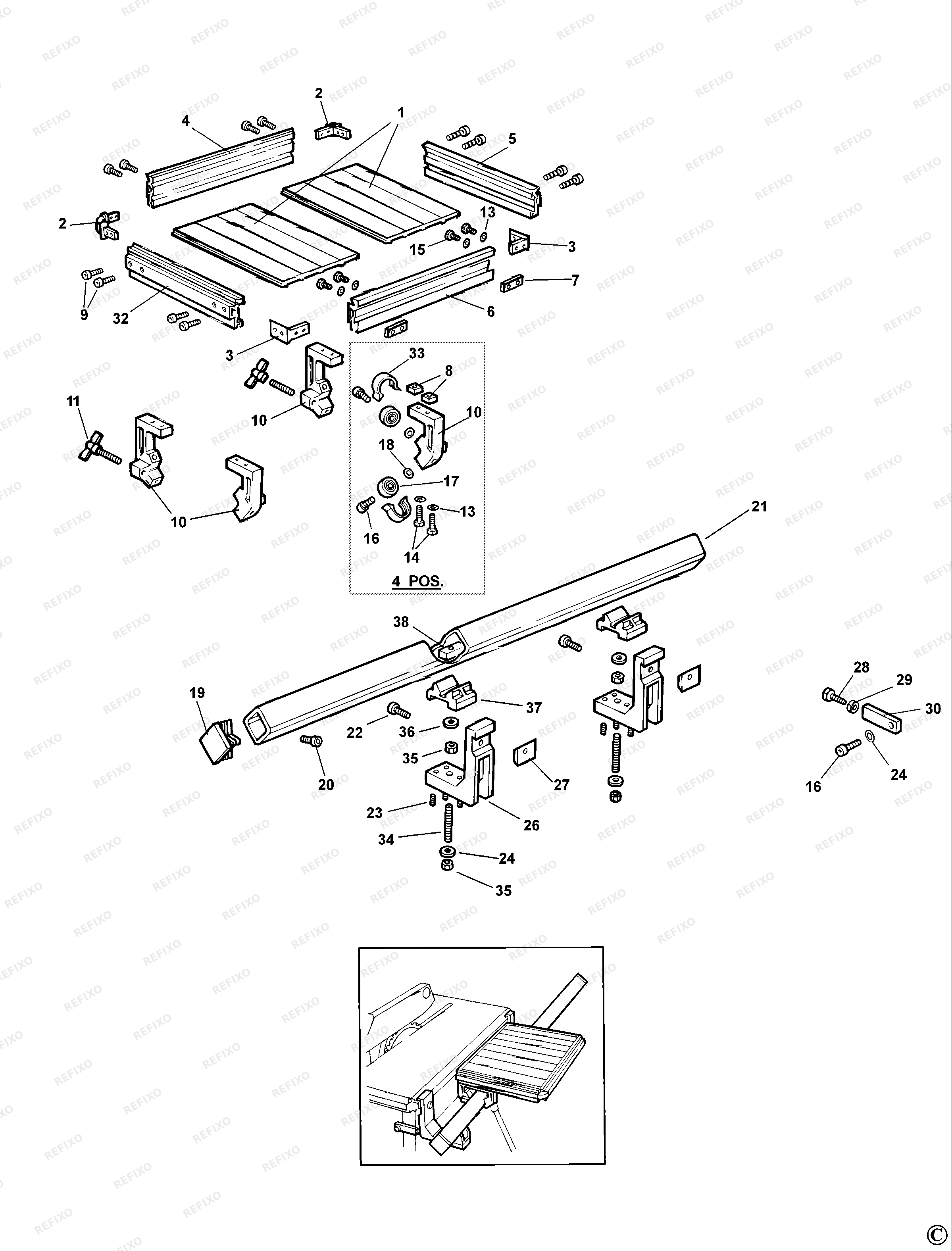 DeWalt СТОЛ DE2001 — схема запчастей
