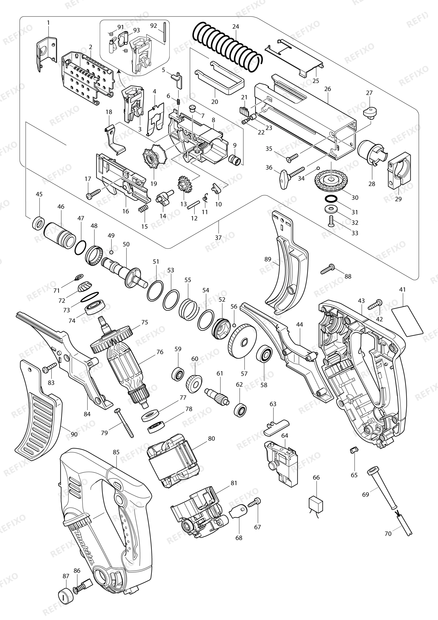 MAKITA 6842 — схема запчастей