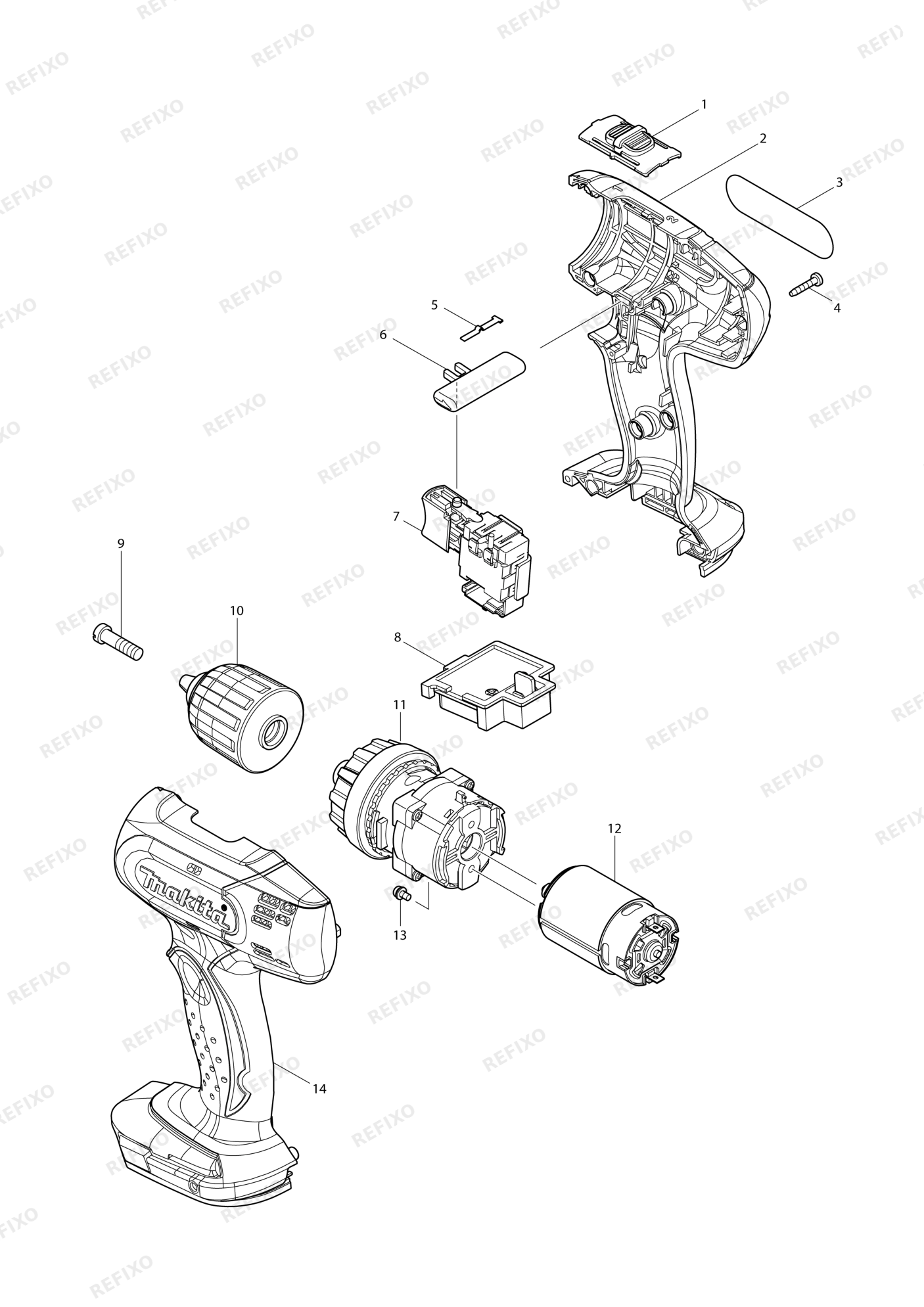 MAKITA BDF343 — схема запчастей