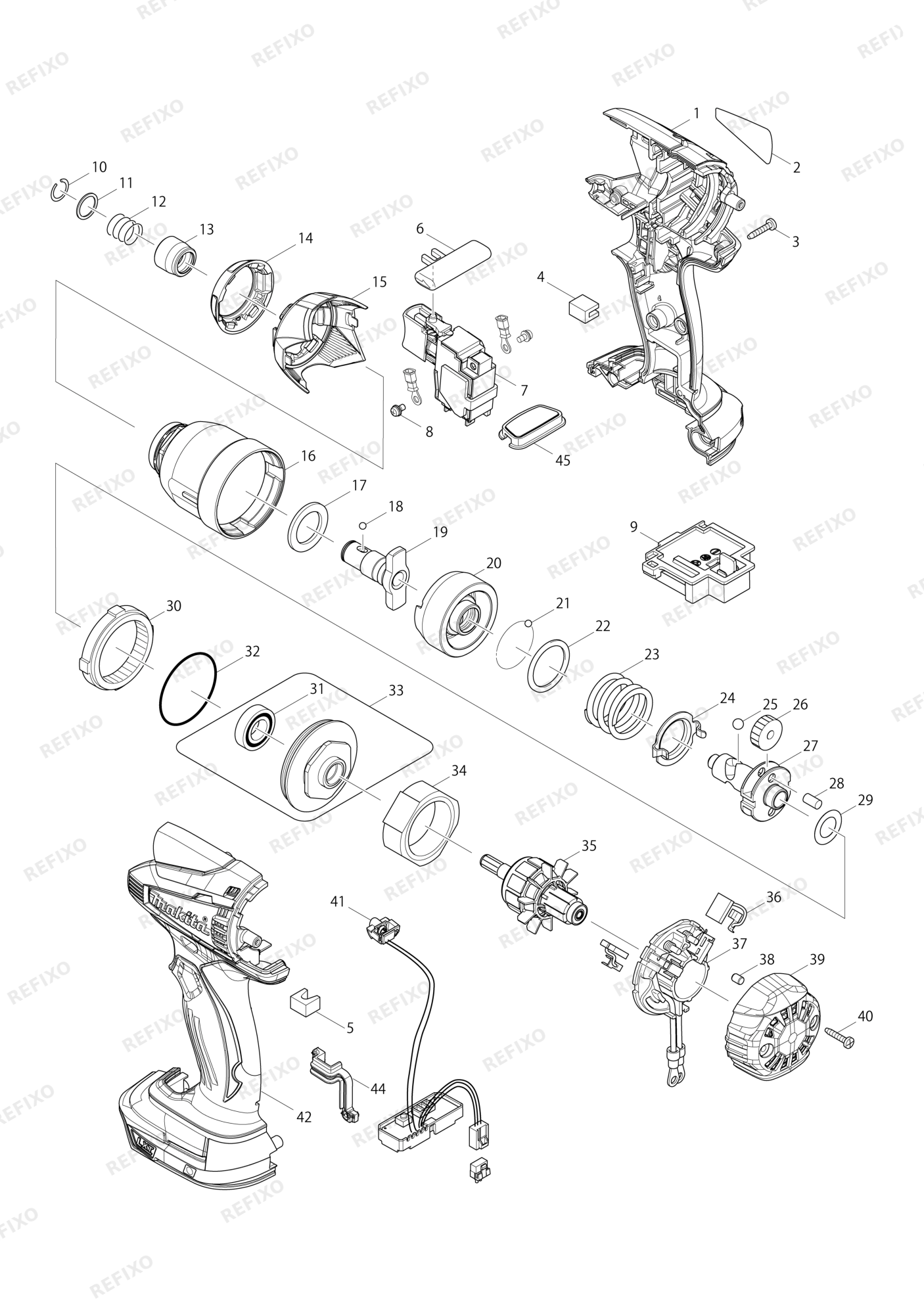 MAKITA BTD134 — схема запчастей