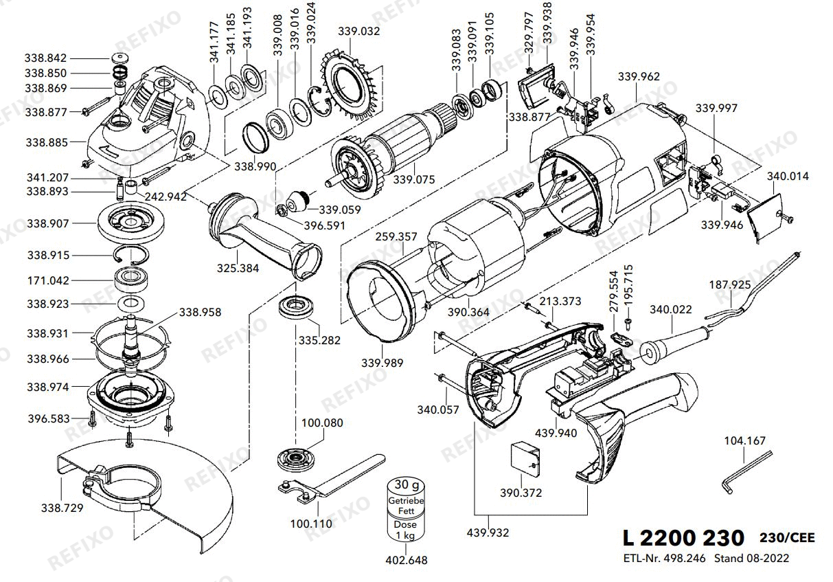 Flex L 2200 230 L 1100 125 набор 230CEE — схема запчастей