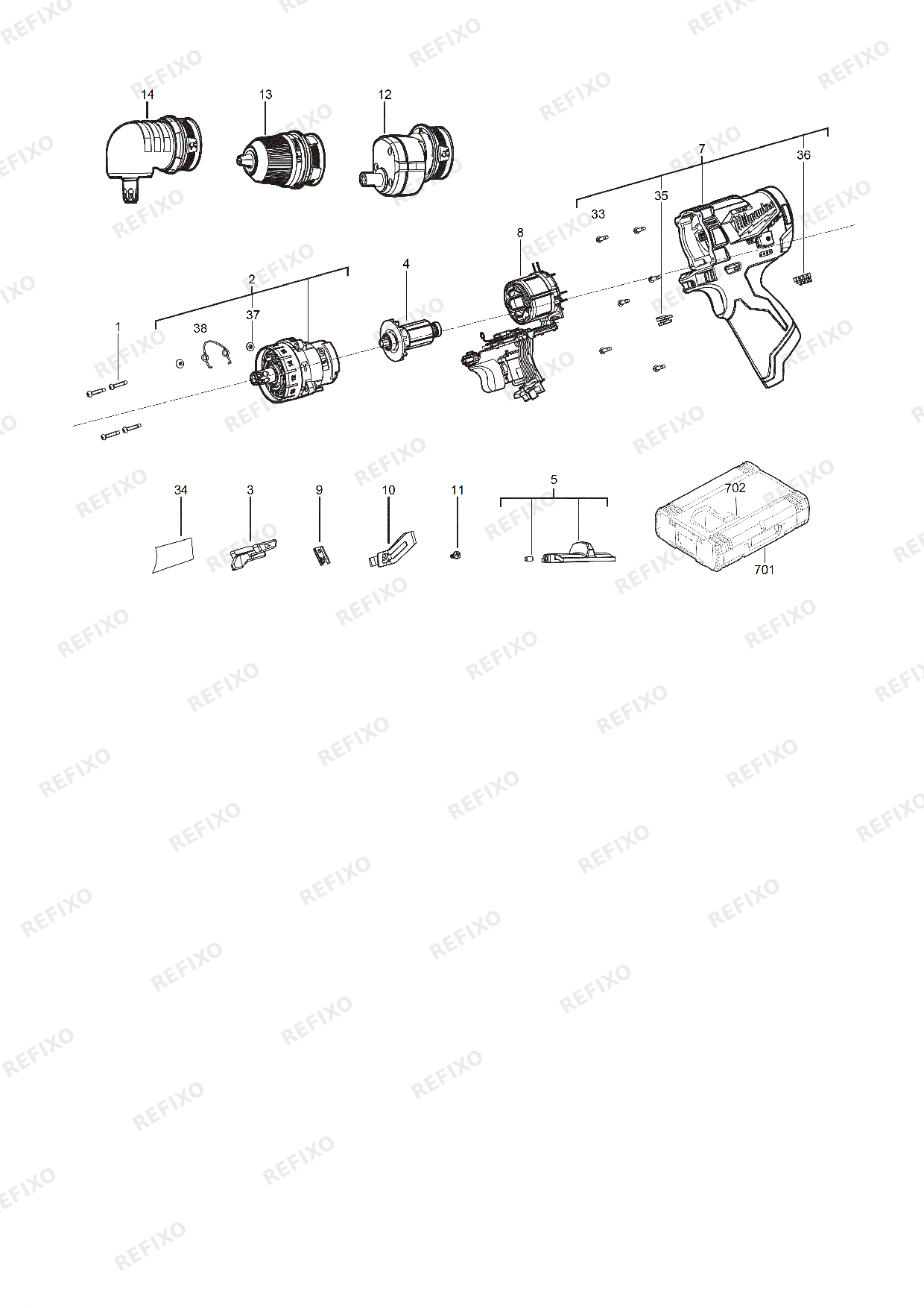 MILWAUKEE M12FPDX 0 4933464135 4000467325 — схема запчастей