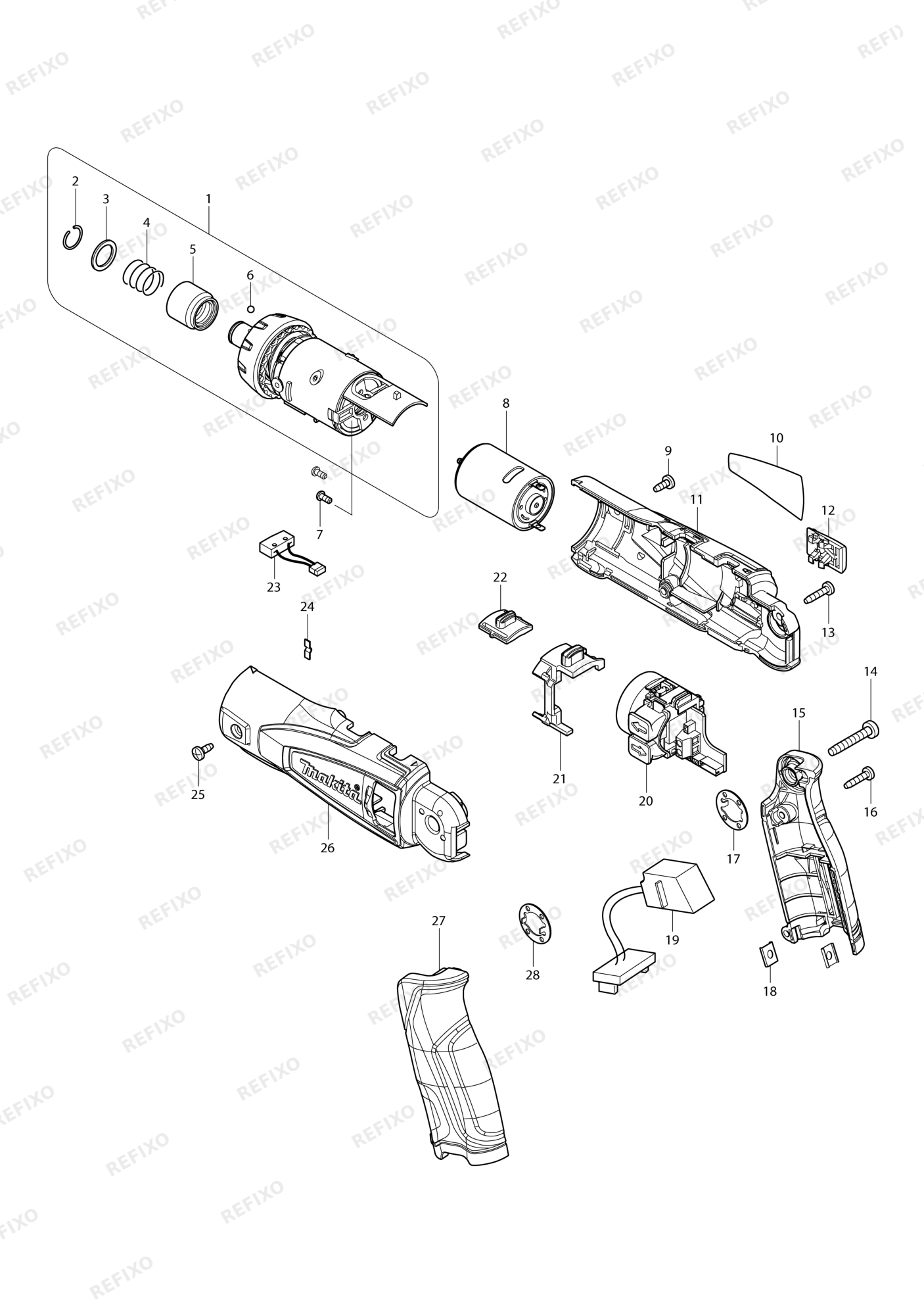 MAKITA DF010D — схема запчастей