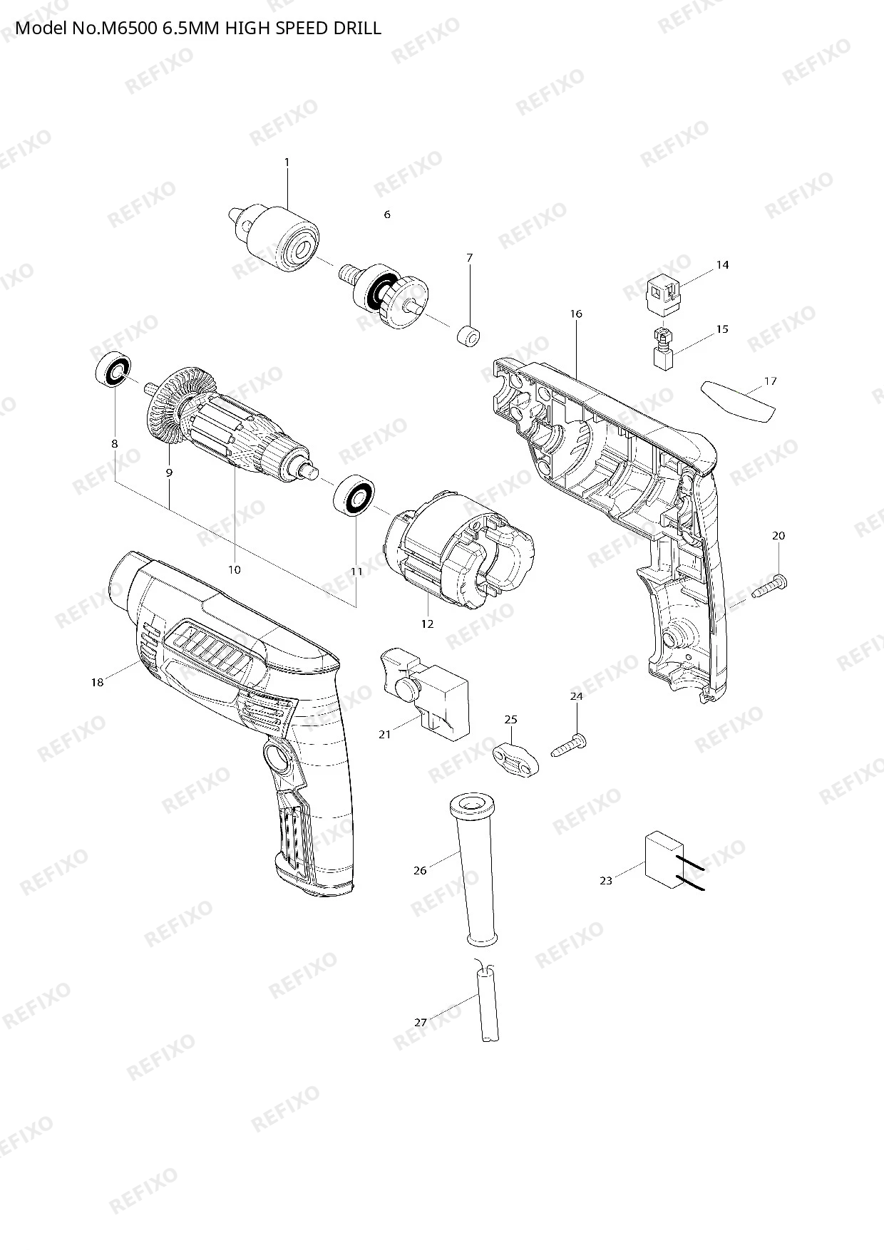 MAKITA M6500 — схема запчастей