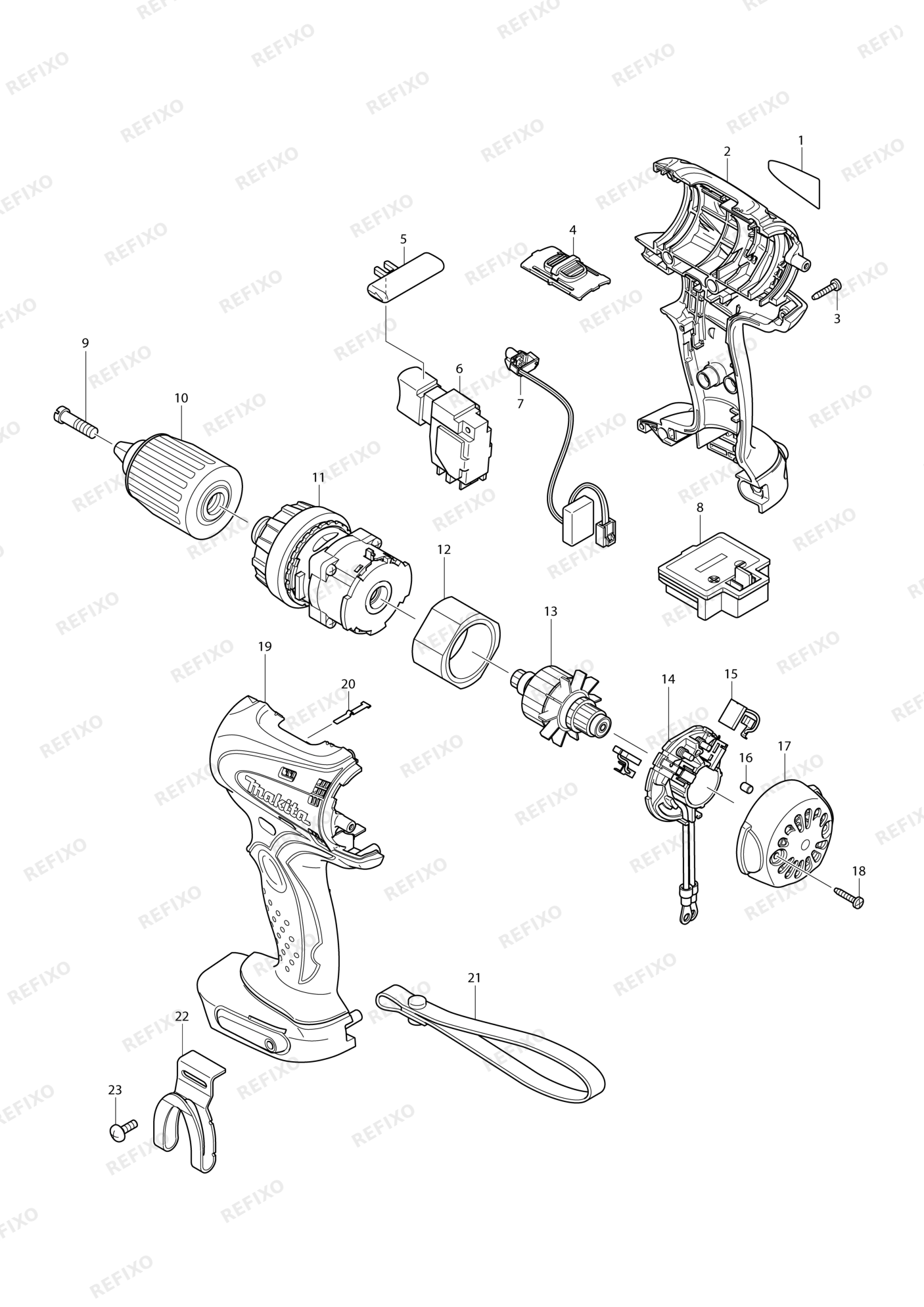MAKITA BDF440 — схема запчастей