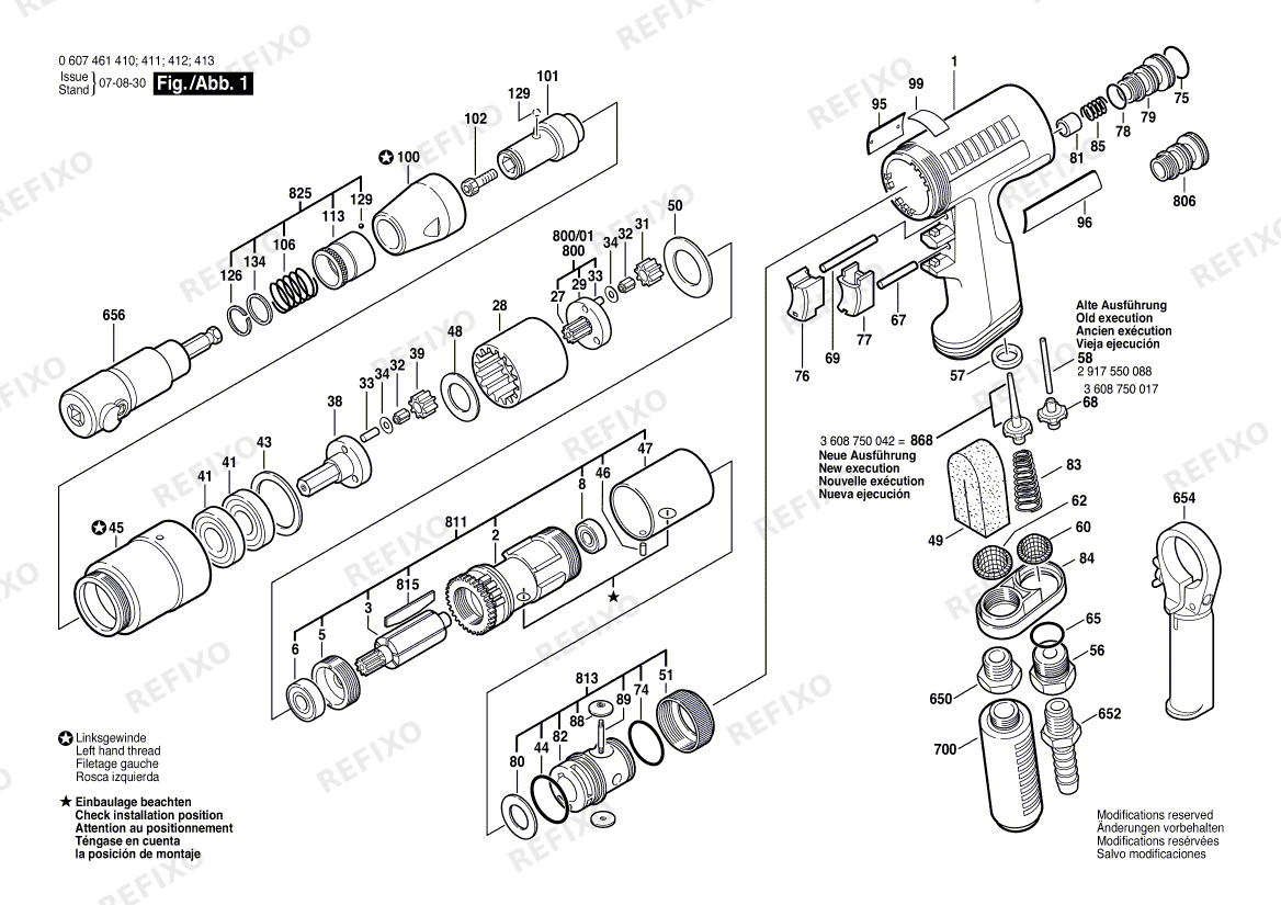Bosch Gewindeschneider 400 WATT-SERIE (0 607 461 411) — схема запчастей