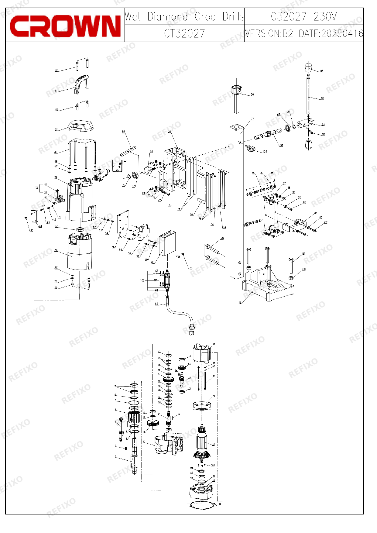 CROWN CT32027 (начиная с 5.2025) — схема запчастей