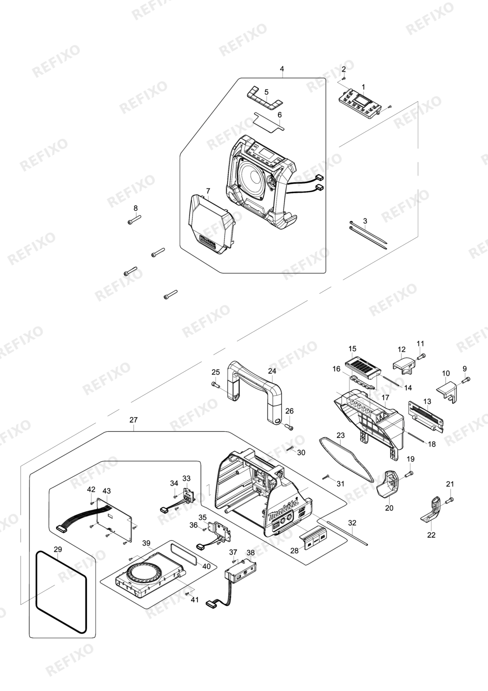 MAKITA DMR202 — схема запчастей