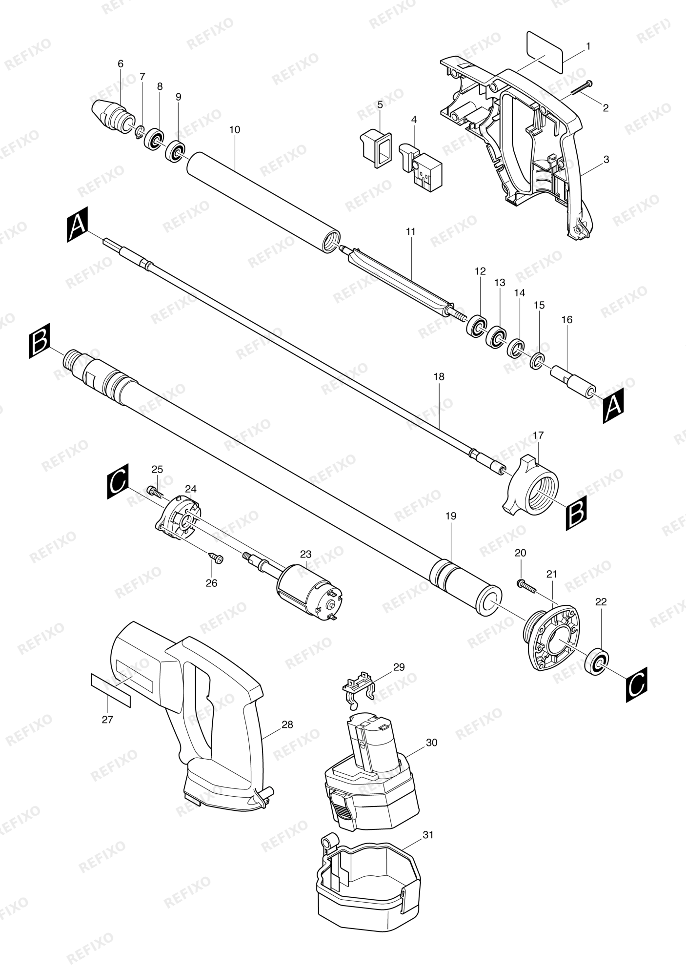 MAKITA VR250D — схема запчастей