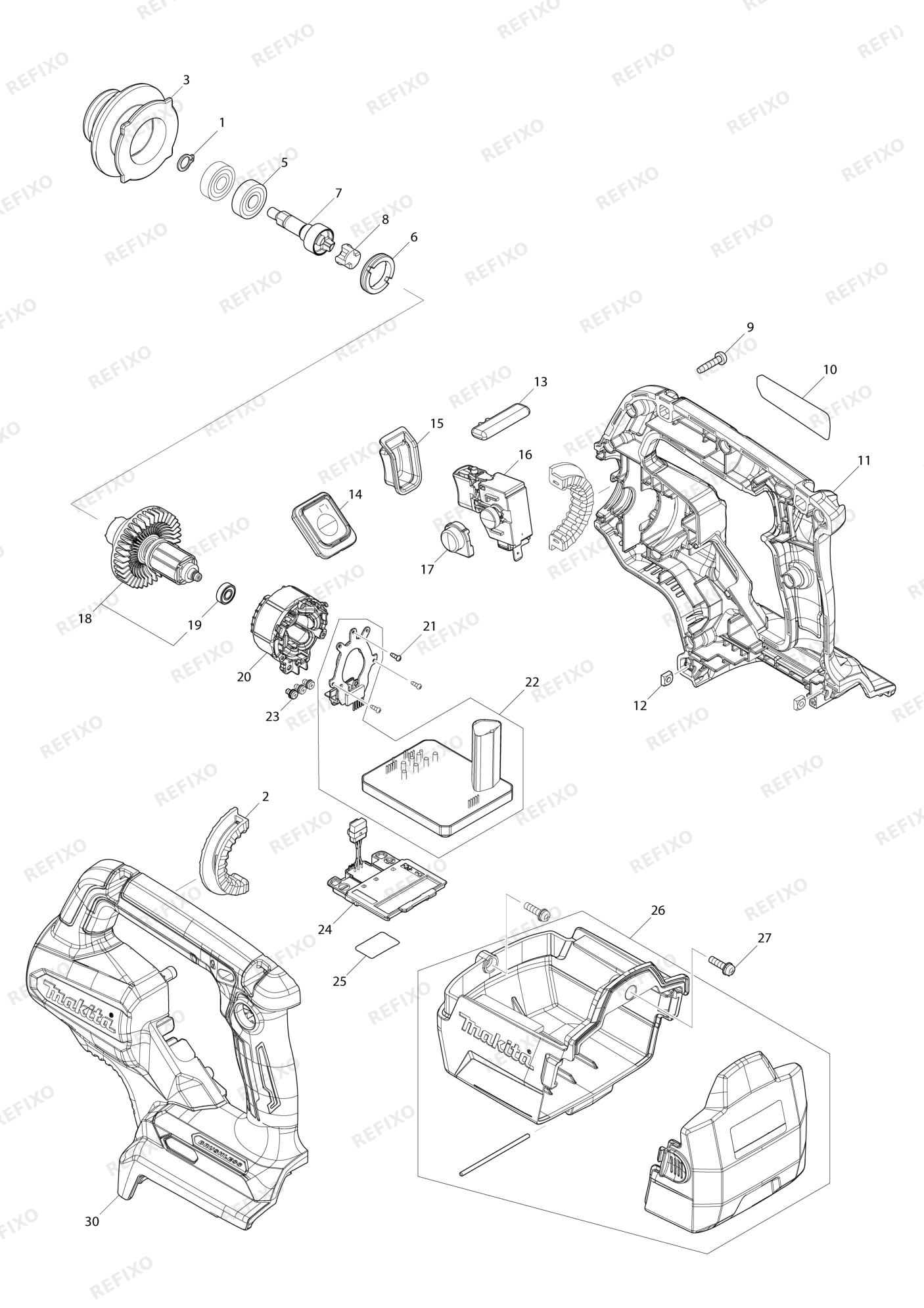 MAKITA VR001G — схема запчастей