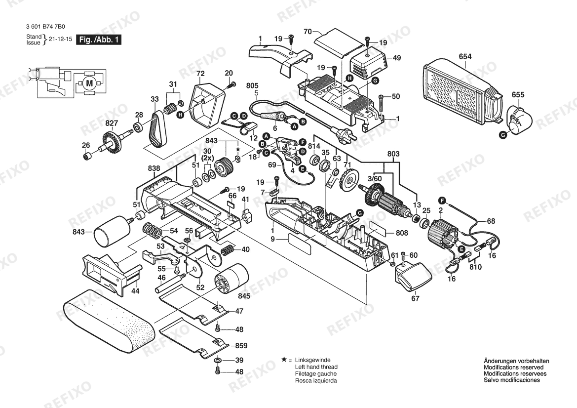 Bosch Ленточная шлифмашина GBS 75 AE | 230 V | 011 - KR (3 601 B74 7B0) — схема запчастей