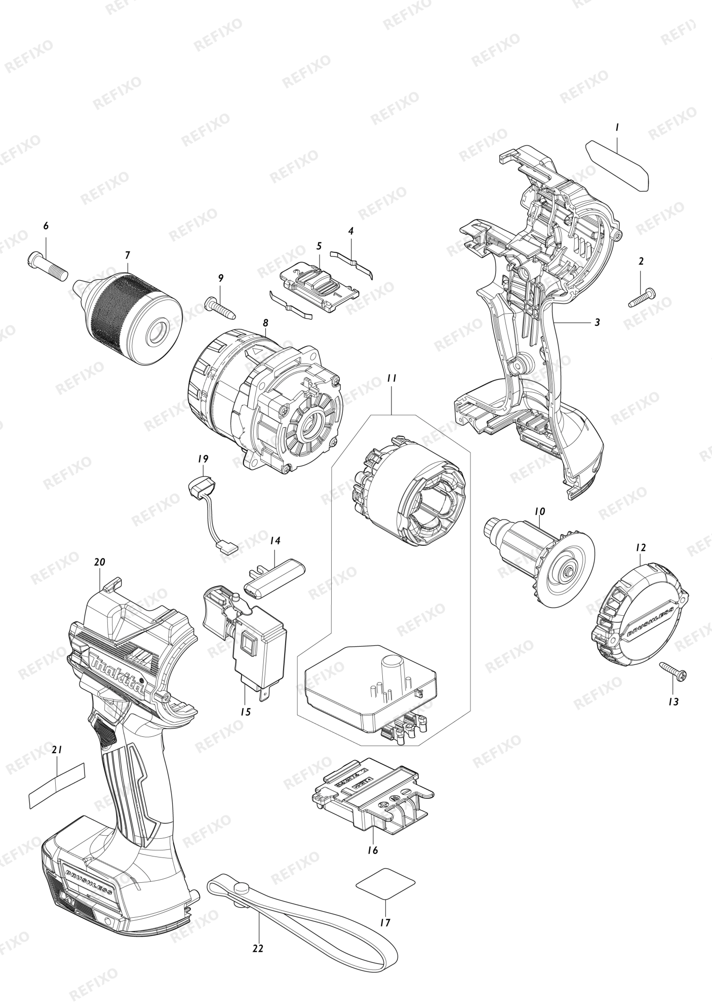 MAKITA DDF486 — схема запчастей