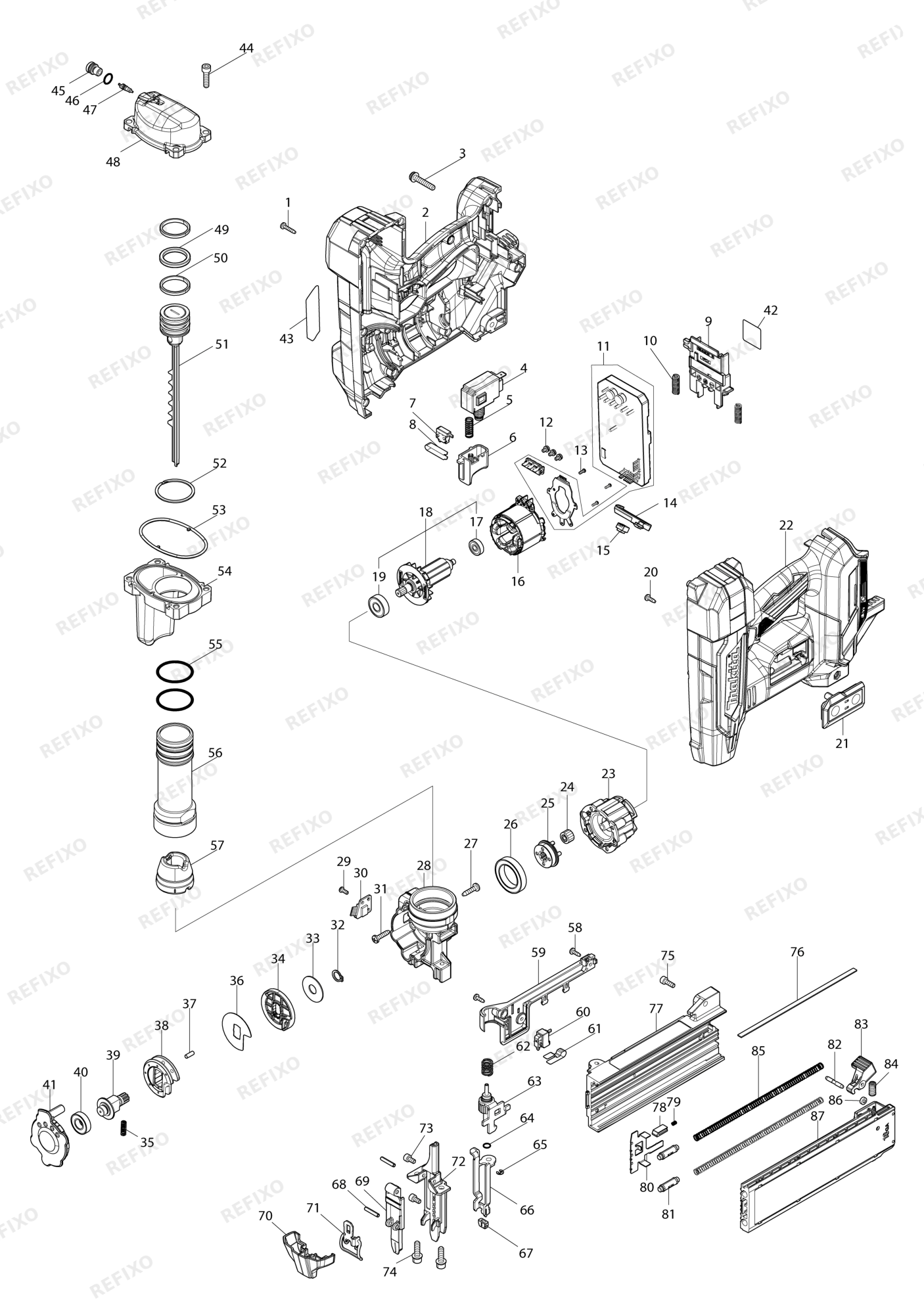 MAKITA DBN501 — схема запчастей