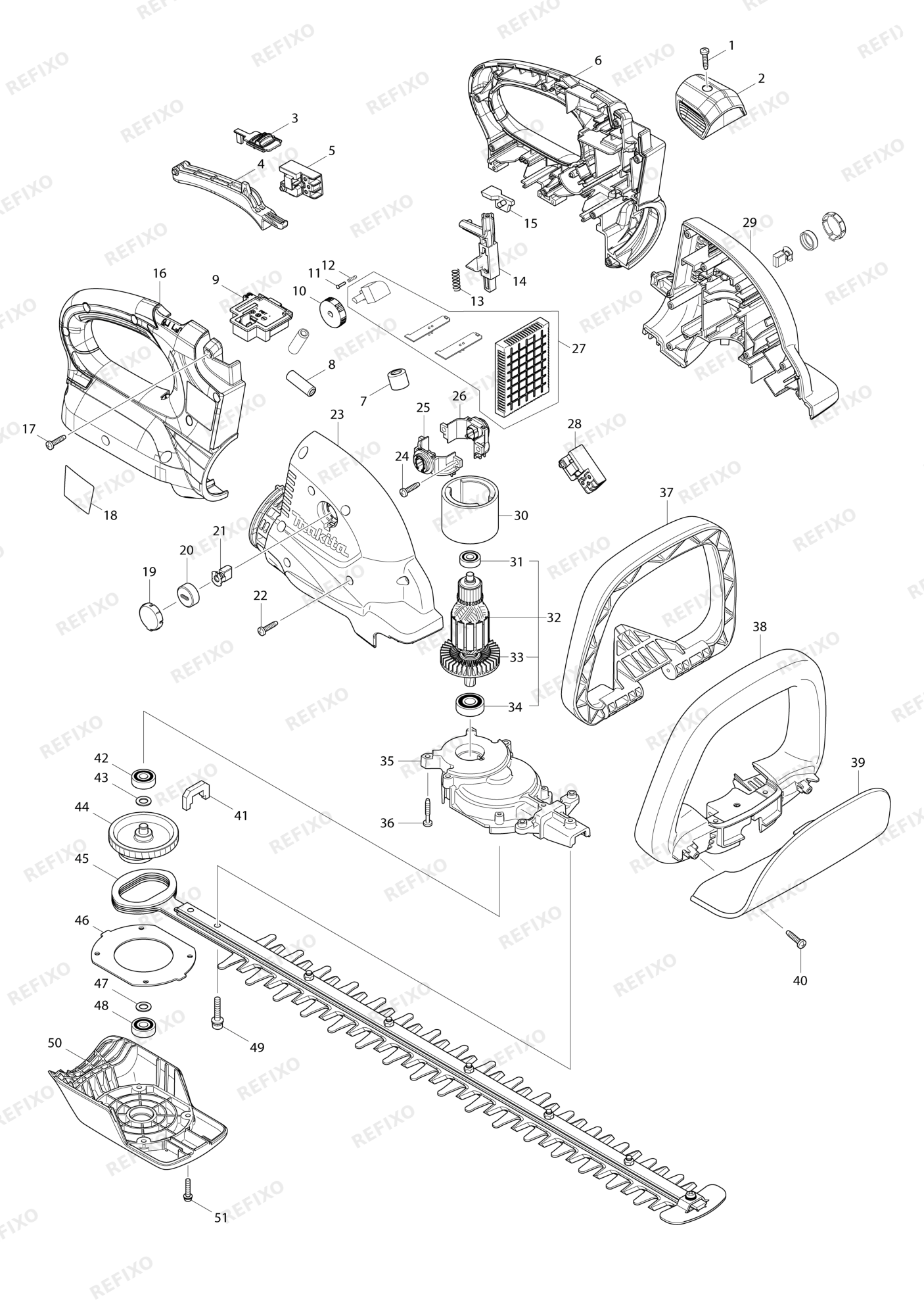 MAKITA DUH551 — схема запчастей