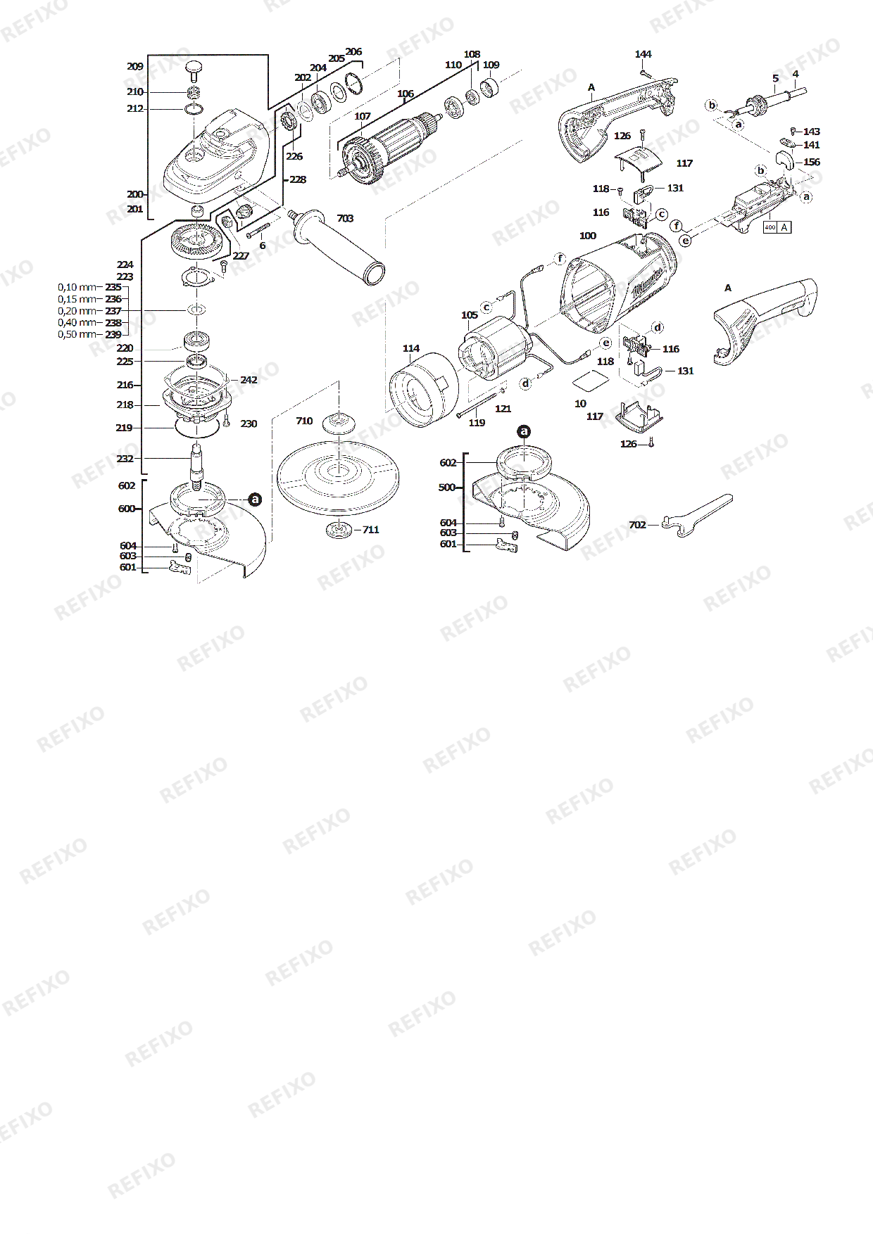 MILWAUKEE AG24 230E 4933402325 4000402615 — схема запчастей