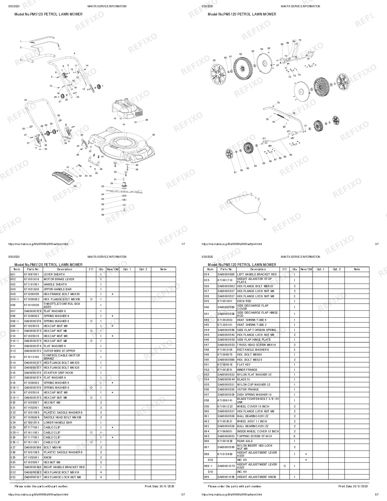 MAKITA PM 5120 — схема запчастей
