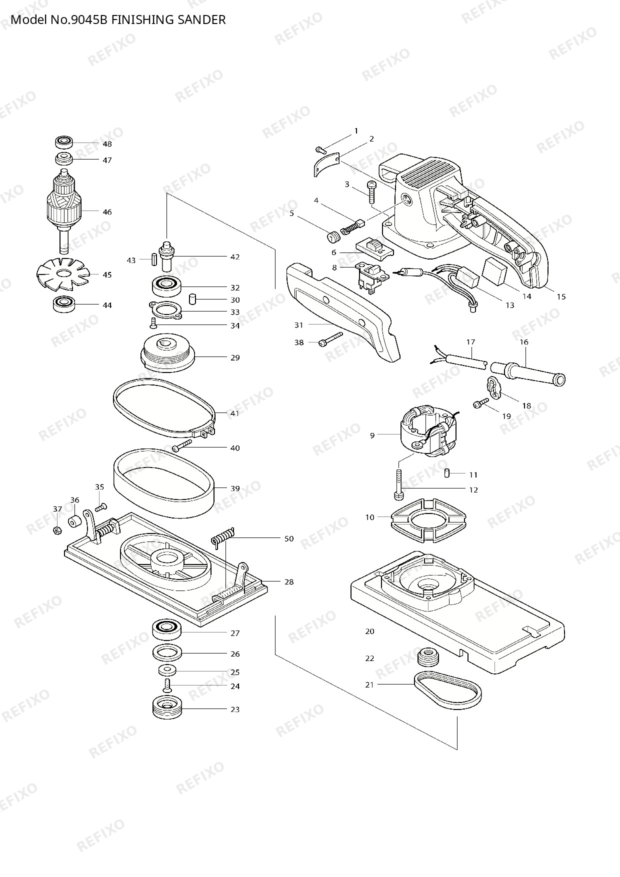 MAKITA 9045B — схема запчастей