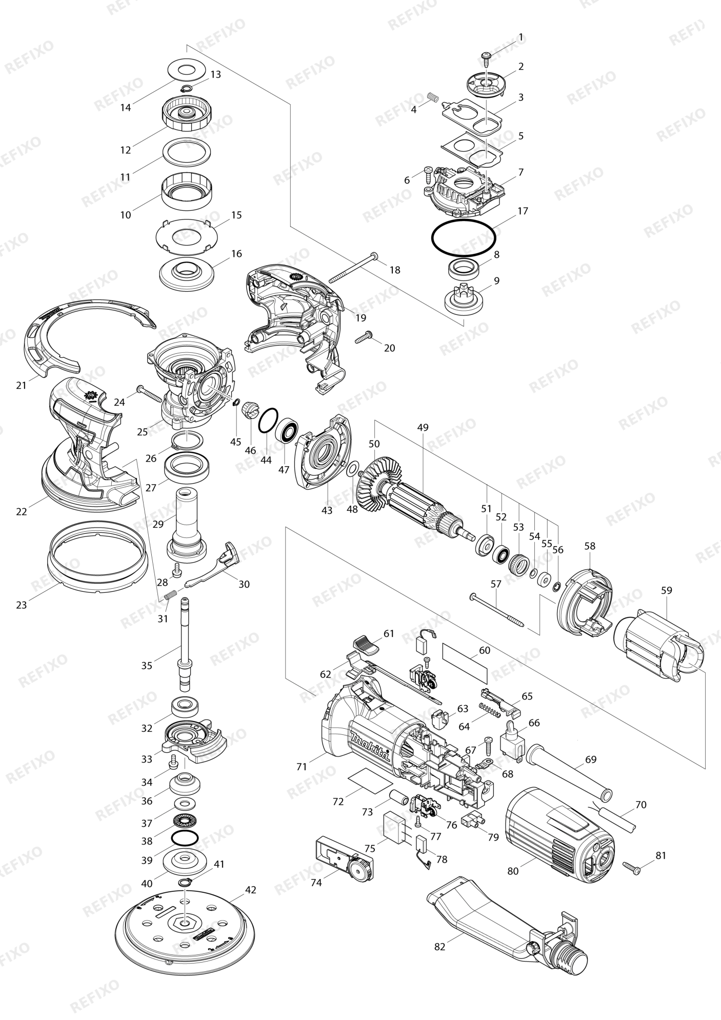 MAKITA BO6050 — схема запчастей