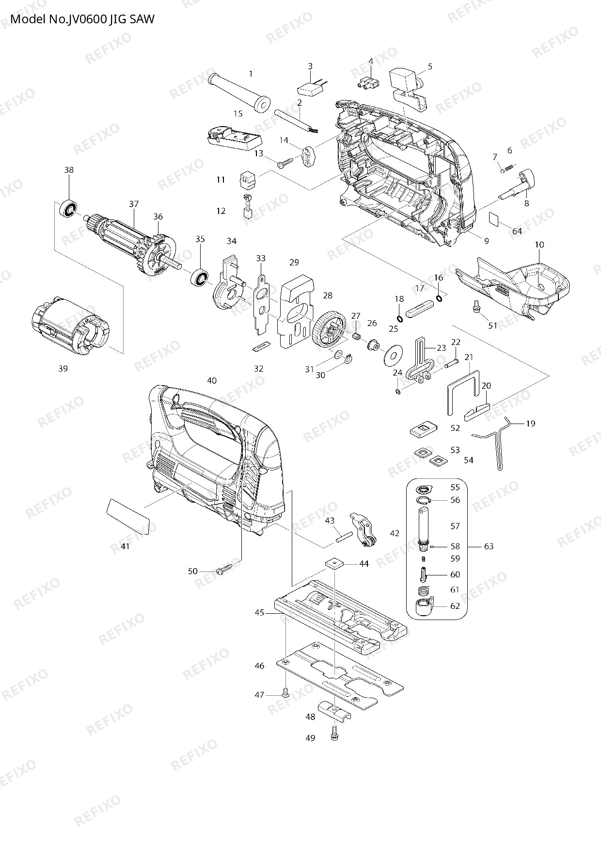 MAKITA JV0600 — схема запчастей