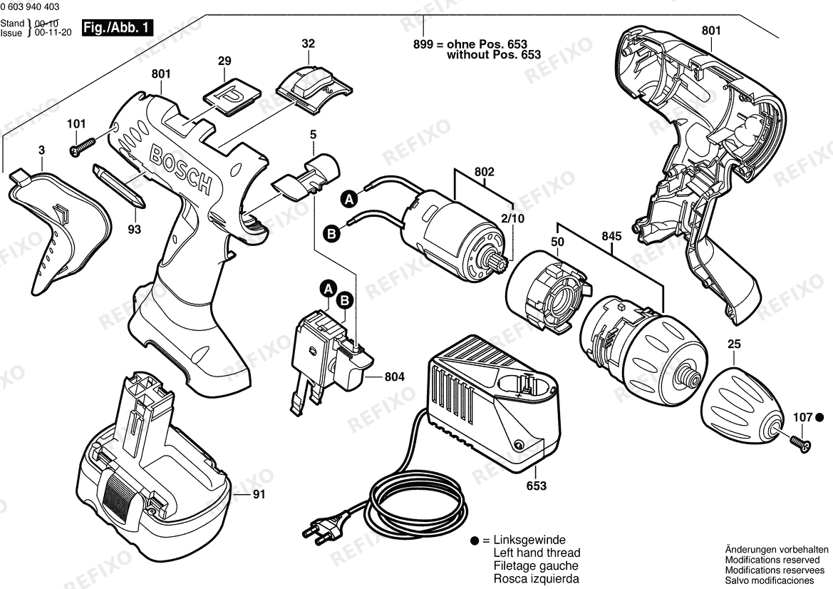 Bosch Аккумуляторный - шуруповёрт PSR 14,4 VE-2 | 14.4 V | 023 - AFR (0 603 940 430) — схема запчастей