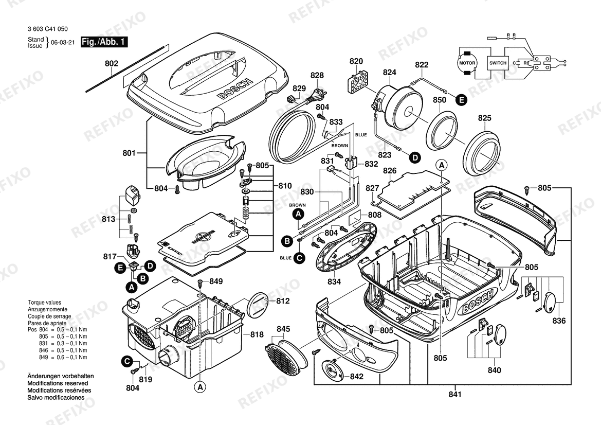Bosch Allzwecksauger PSM 1400 | 100 V | 006 - JP (3 603 C41 050) — схема запчастей