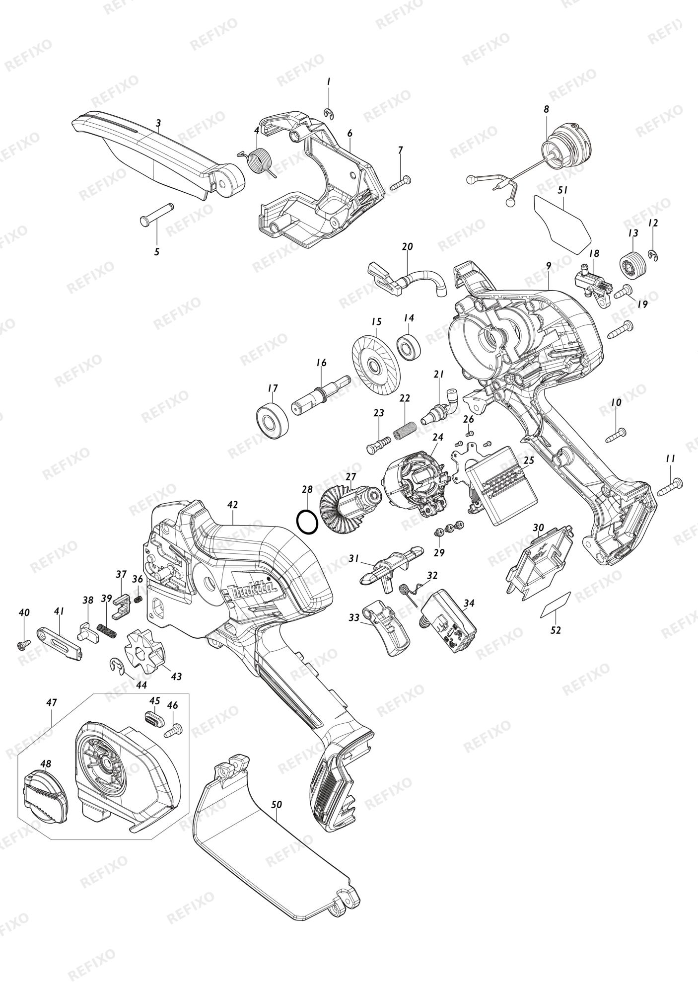 MAKITA DUC101 — схема запчастей